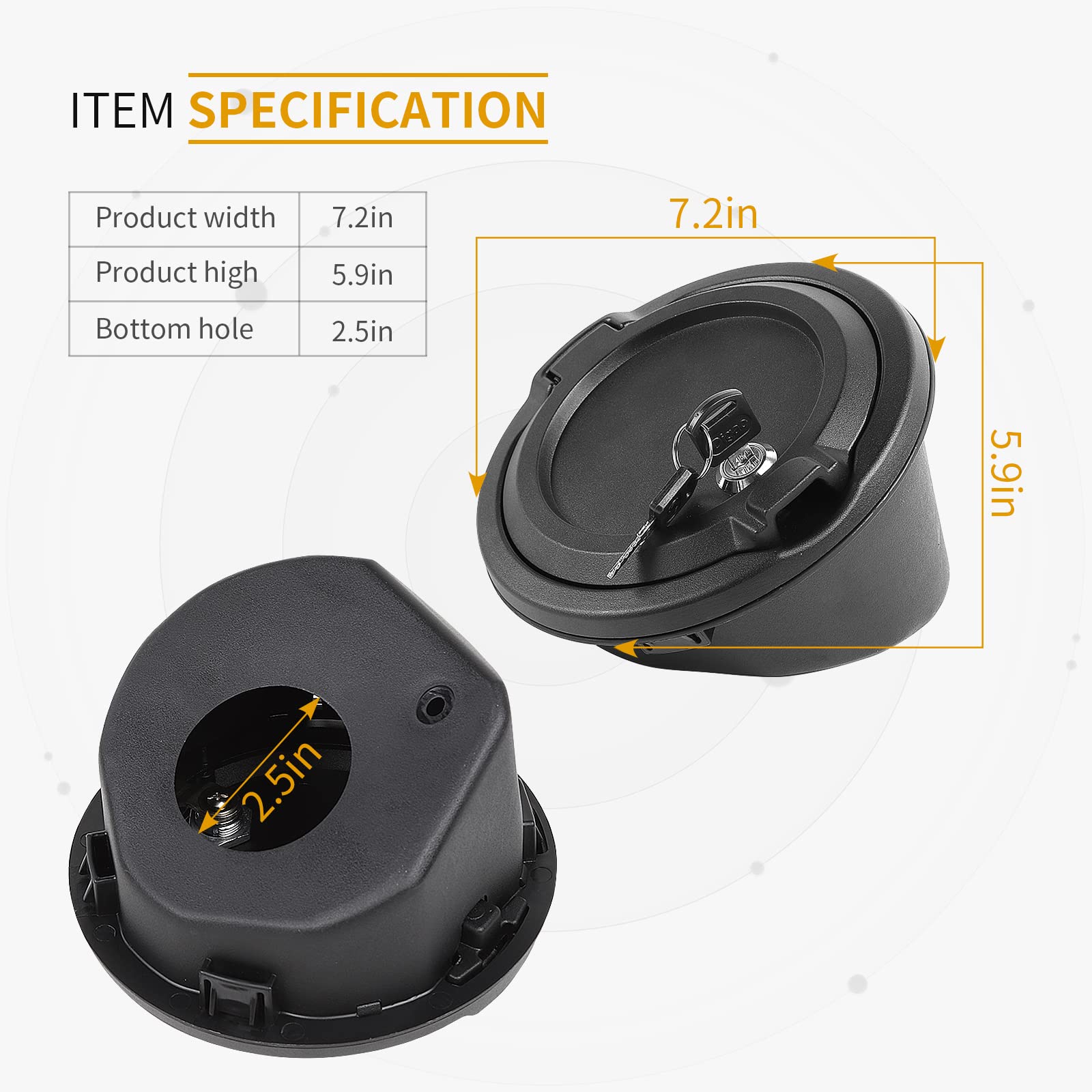 Rt-Tcz Fuel Filler Door Locking Gas Tank Cap Cover Accessories For 2018-2024 Jeep Wrangler Jl Jlu Unlimited Sport Rubicon Sahara 2-Door 4-Door
