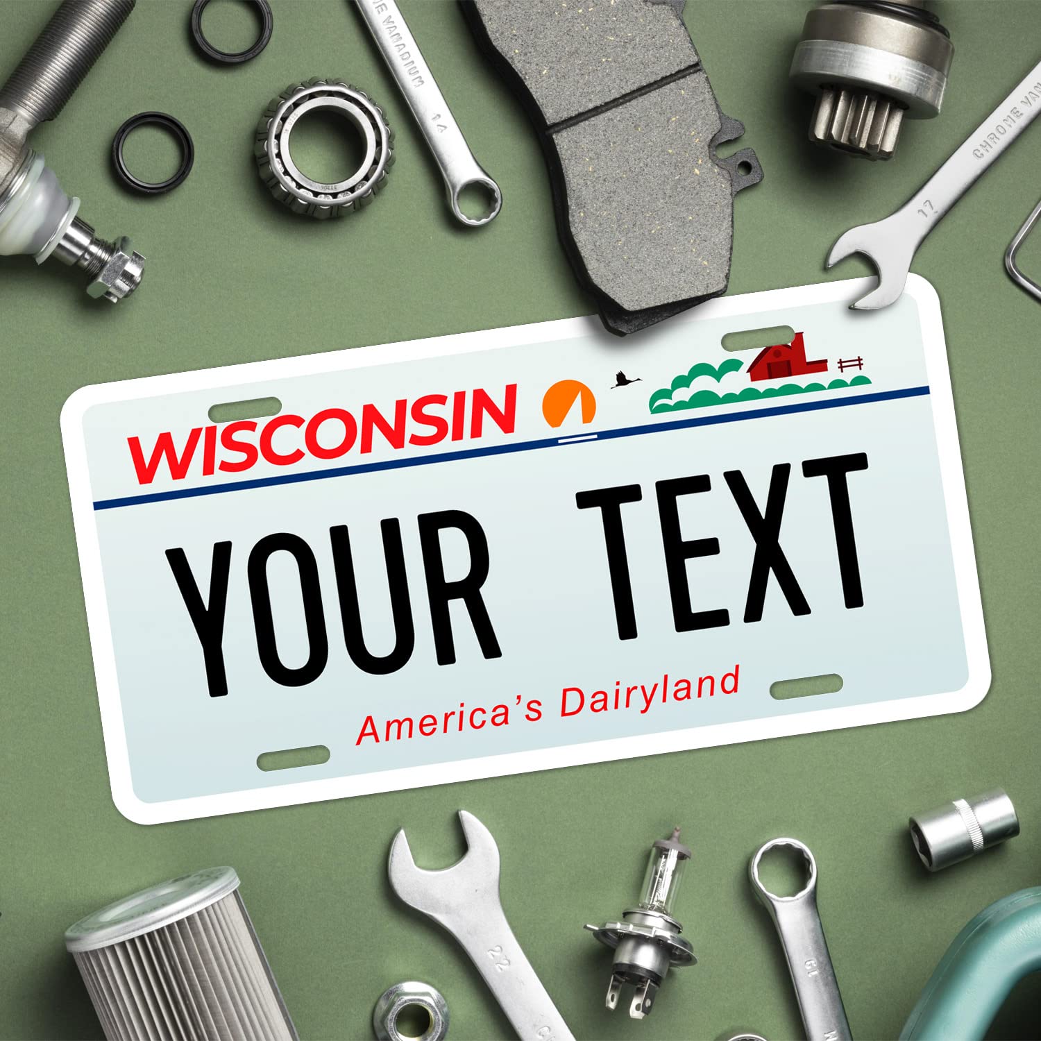 Sigo Signs Custom Wisconsin License Plate, 6x12" Rust-Free Aluminum, Fade Resistant, Personalized Car Sign