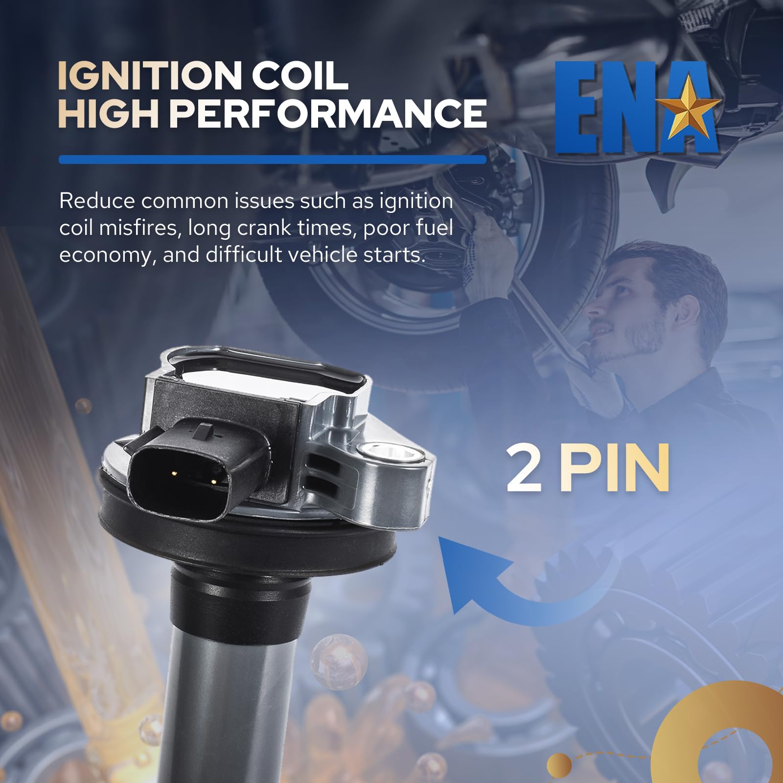 ENA 1 Ignition Coil Pack for 3.5 3.7 V6 Compatible with Lincoln Ford Mazda Edge Explorer F150 Taurus Flex MKZ MKS MKX CX9 2007 2