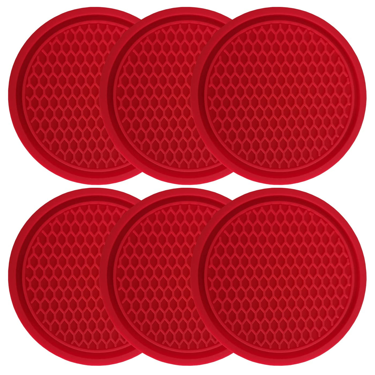 Car Cup Holder Coaster, 6 Pack Universal Auto Anti Slip Cup Holder Insert Coaster, Car Interior Accessories Red