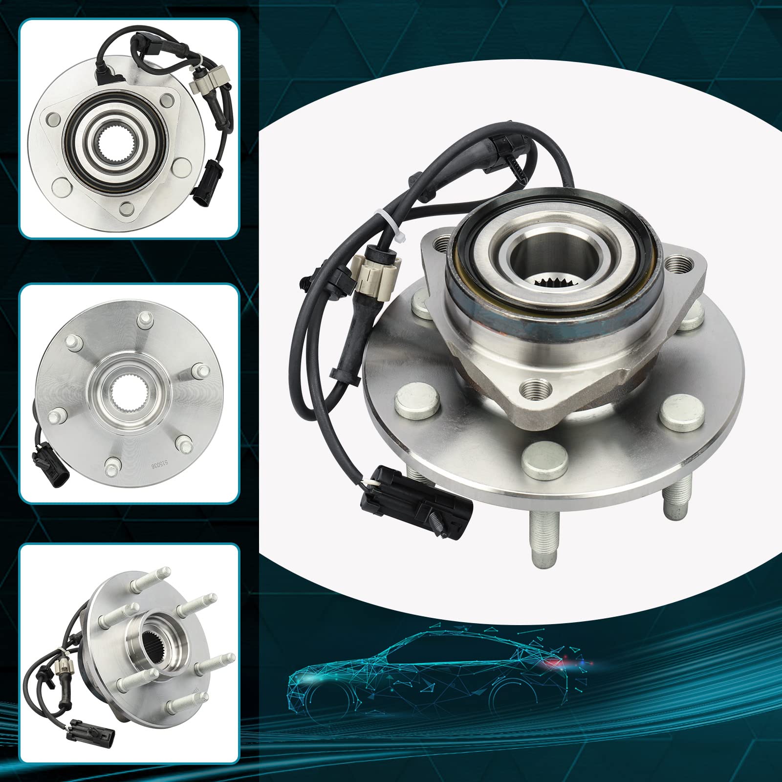 4Wd Only Front Wheel Hub And Bearing Assembly 515036 Wheel Bearing For Cadillac Escalade, For Chevy Avalanche, Express 1500, Sil