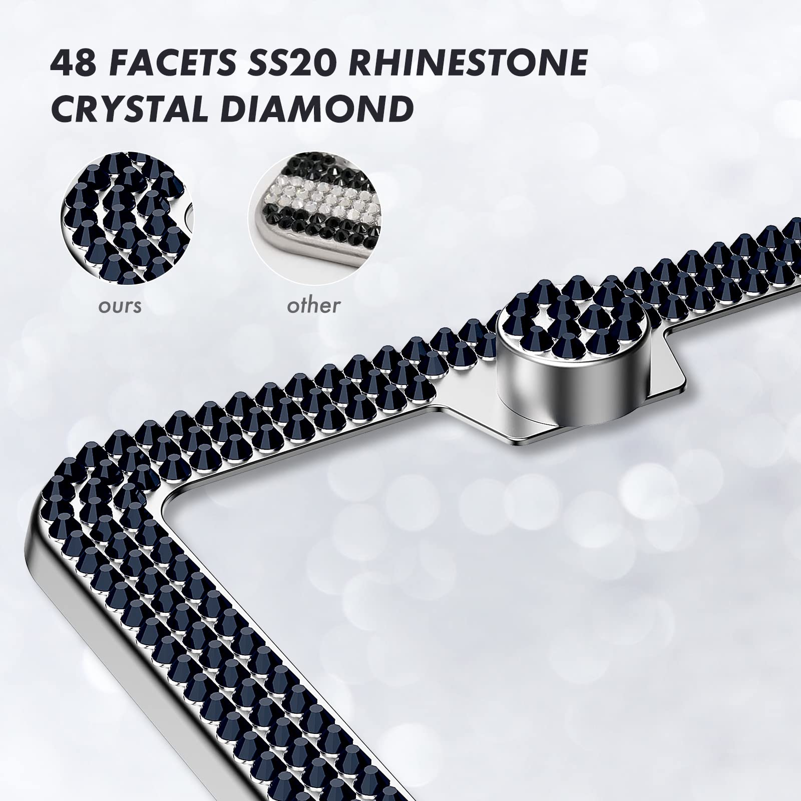 Share&Care Bling License Plate Frame, Crystal License Plate Cover, Car License Plate Holder With Rhinestone Crystal Diamond Screw Set - 2 Pack (Sapphire)
