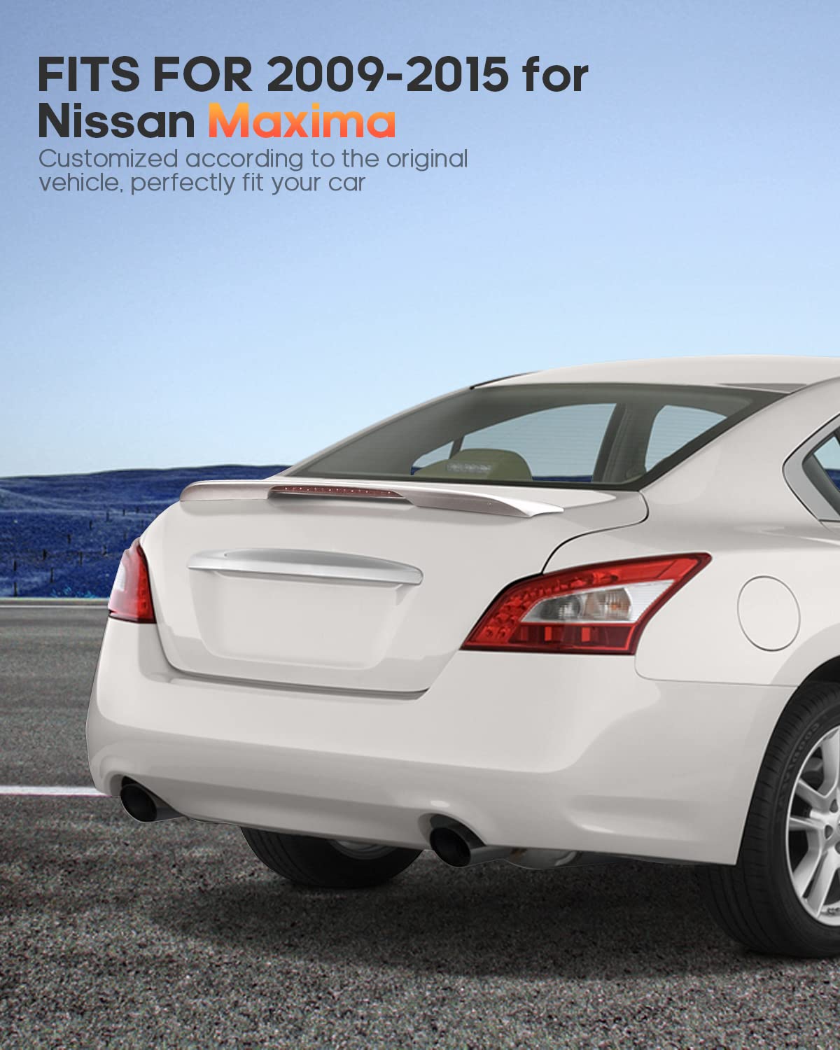 FINDAUTO ABS Rear Trunk Spoiler Wing with 3rd Brake Light Fits for 2009-2015 for Nissan Maxima Trunk Lip Spoiler