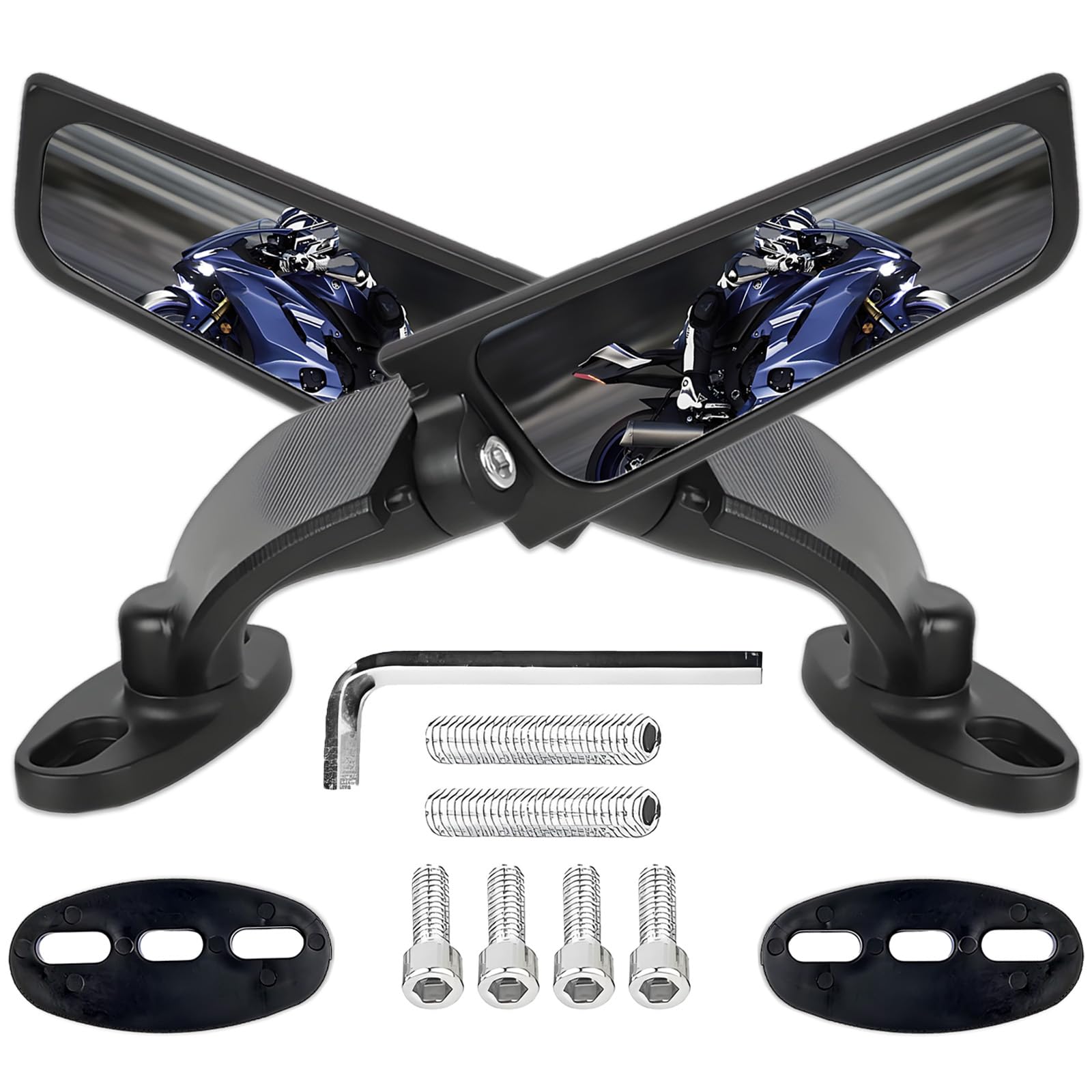 Motorcycle Rear View Mirrors, 360 Rotating Stealth Mirror, Adjustable Side Mirrors, for Honda CBR300R CBR500R CBR600RR CBR1000RR