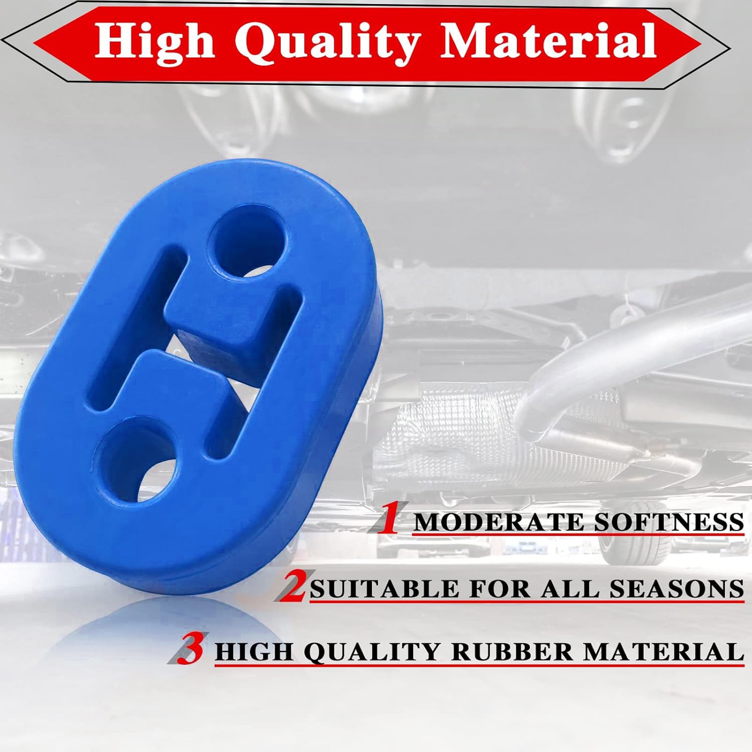 4Pcs Exhaust Hanger Rubber 2 Holes Adjustable Insulator Bushing Rubber Insulator High Density & Anti-Corrosion Rubber Universal
