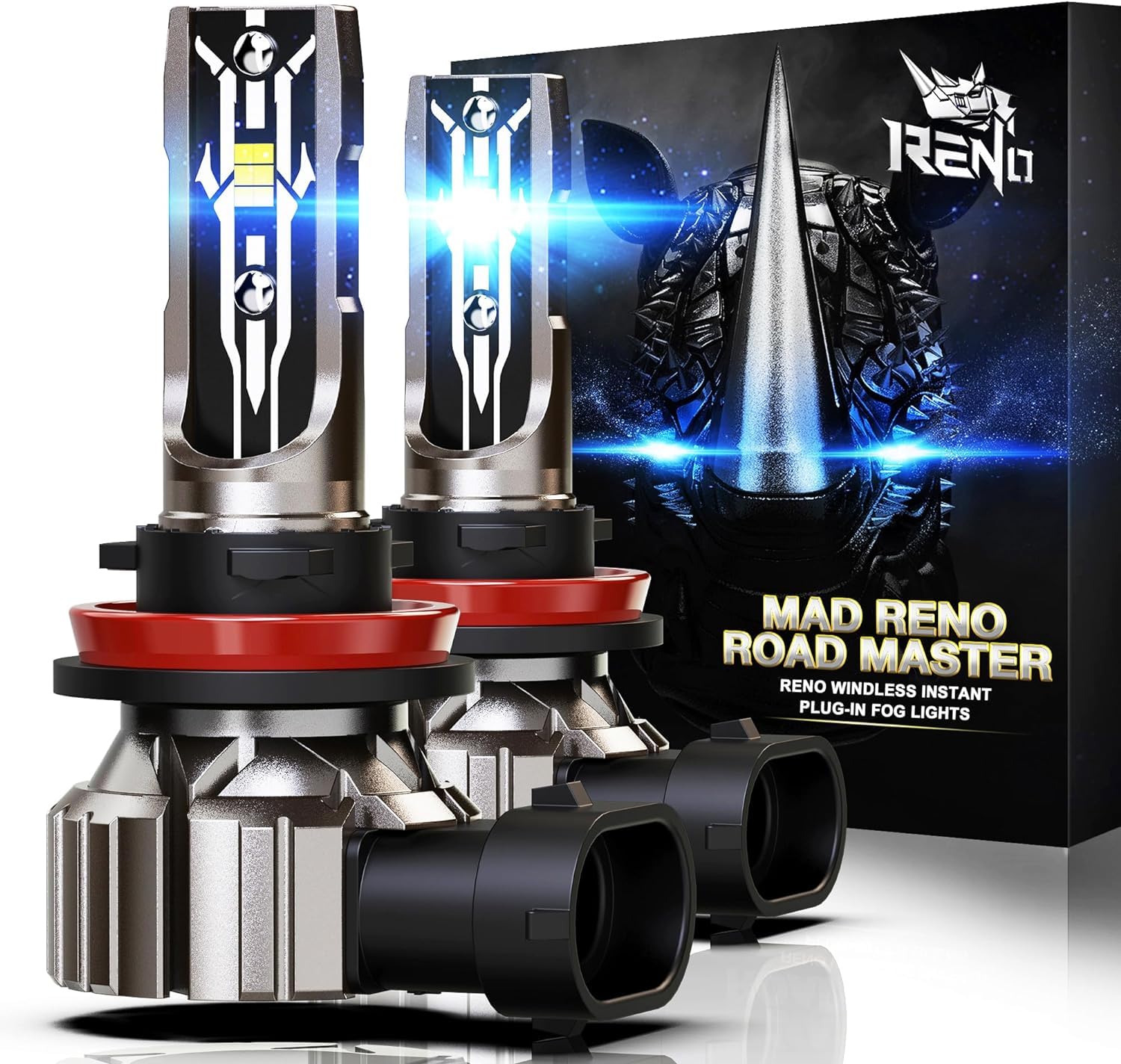 Reno H11 Led Bulbs, H11 Led Fog Bulb 12000Lm 6500K Cool White H11 Bulb H9 H8 Fog Light Fanless In Line Plug And Play, Pack Of 2