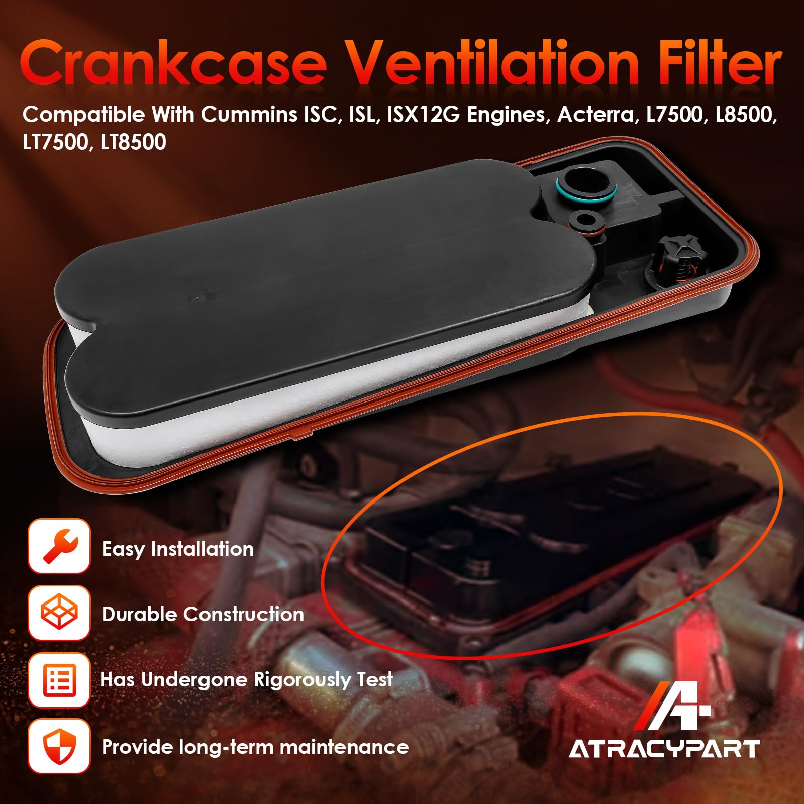 Crankcase Ventilation Filter Engine Breather Element|Replacement For Cummins Isc, Isl, Isx12G Engines, 2008-2010 Acterra, L7500,