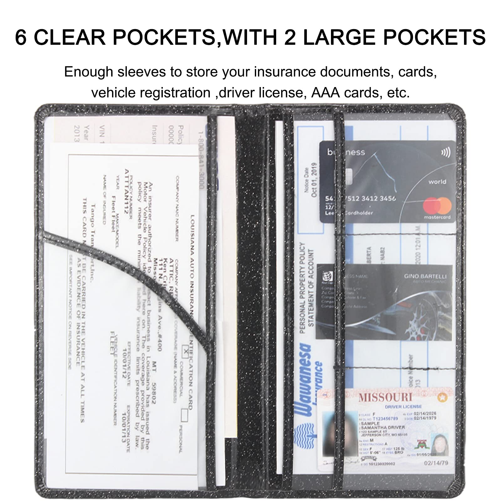 Car Registration And Insurance Holder, Premium Leather Insurance And Registration Holder,Vehicle Glove Box Car Organizer, With M