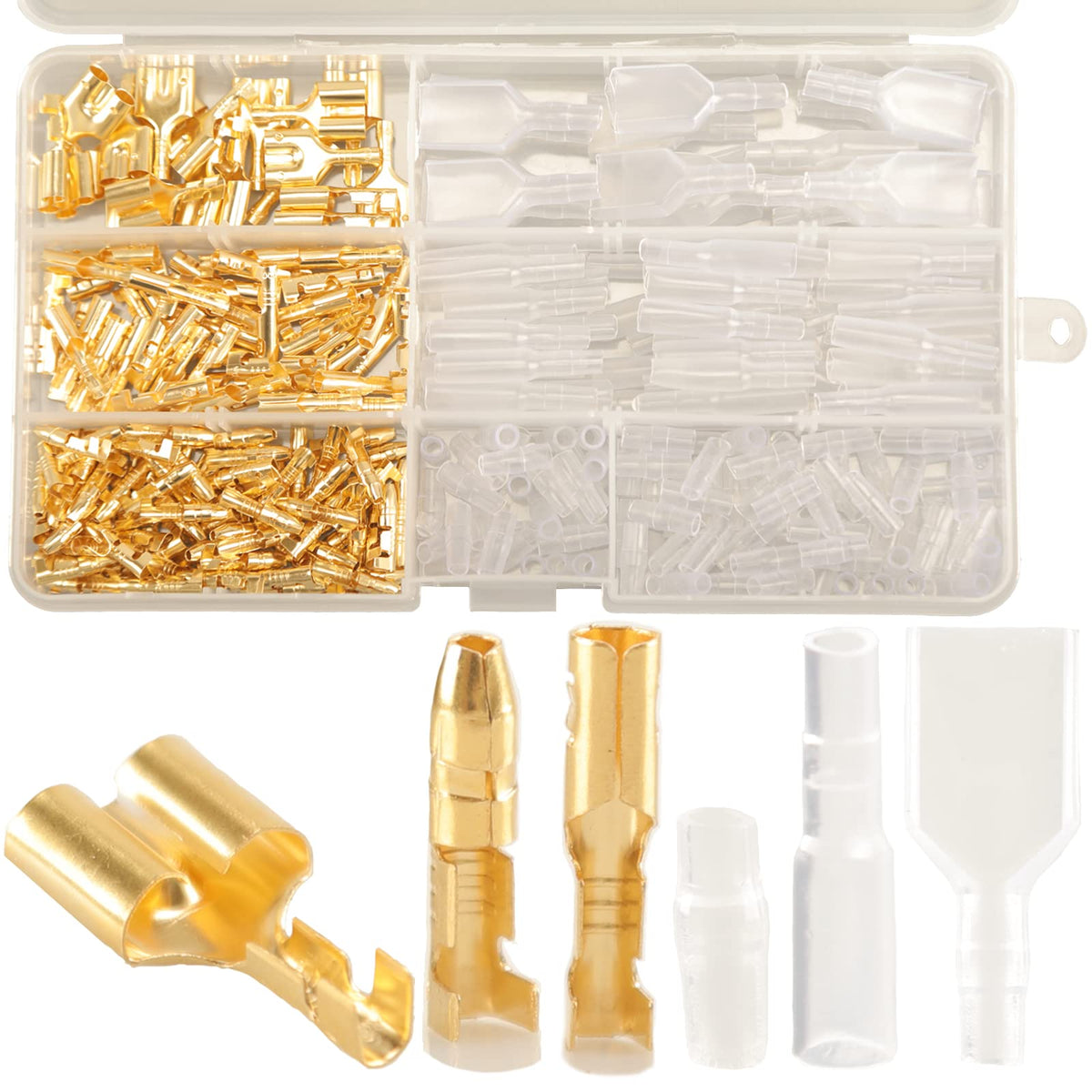 Feggizuli 320Pcs Double Bullet Wire Connectors, 3.9Mm 3.5Mm Male And Female Bullet Terminal Connectors With Insulation Sleeve, C