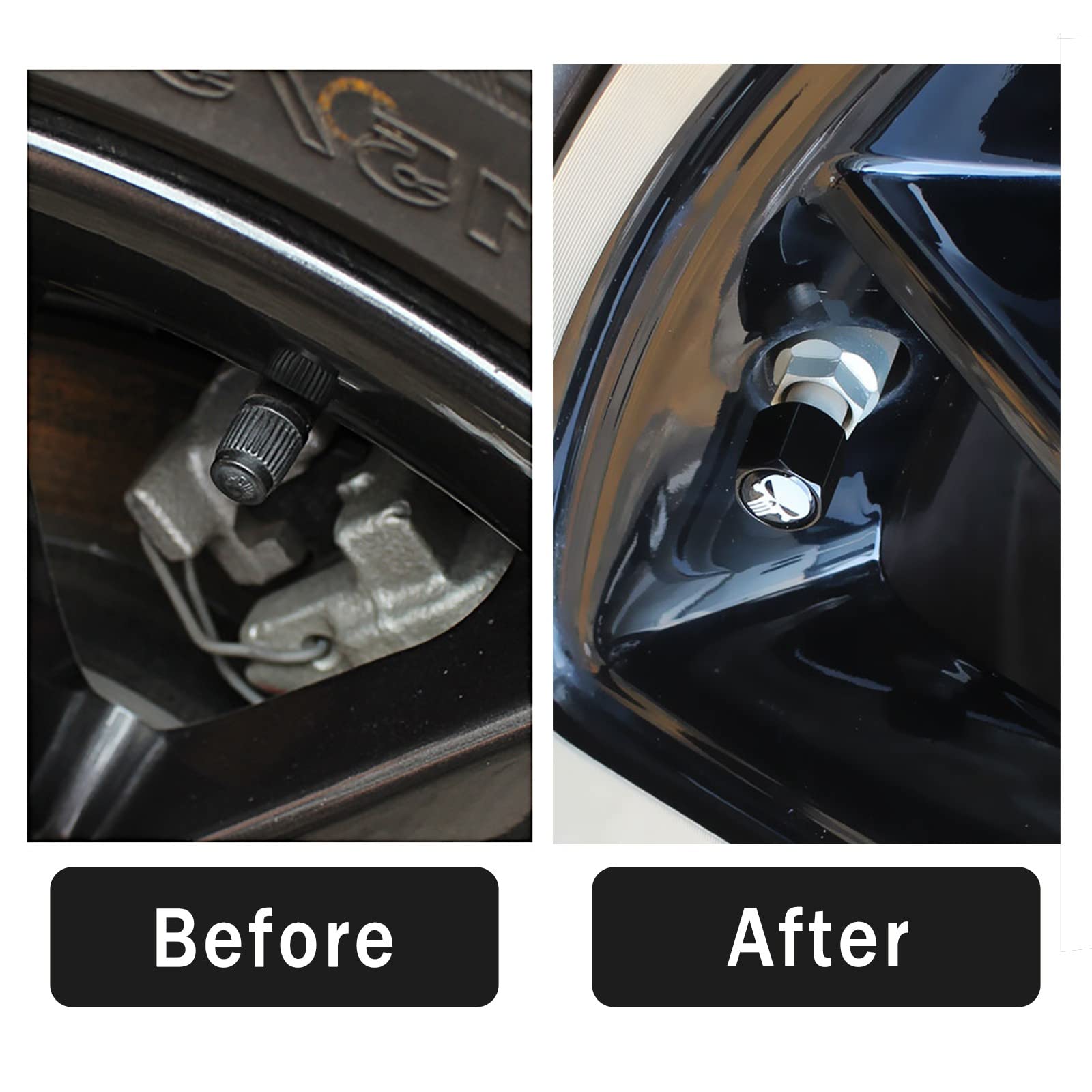 Ajxn 4 Pack Skull Car Wheel Tire Valve Stem Caps Airtight Dust Proof Covers Universal Tire Air Valve Caps For Cars, Trucks, Bicycles, Car Accessories For Men And Women Blue