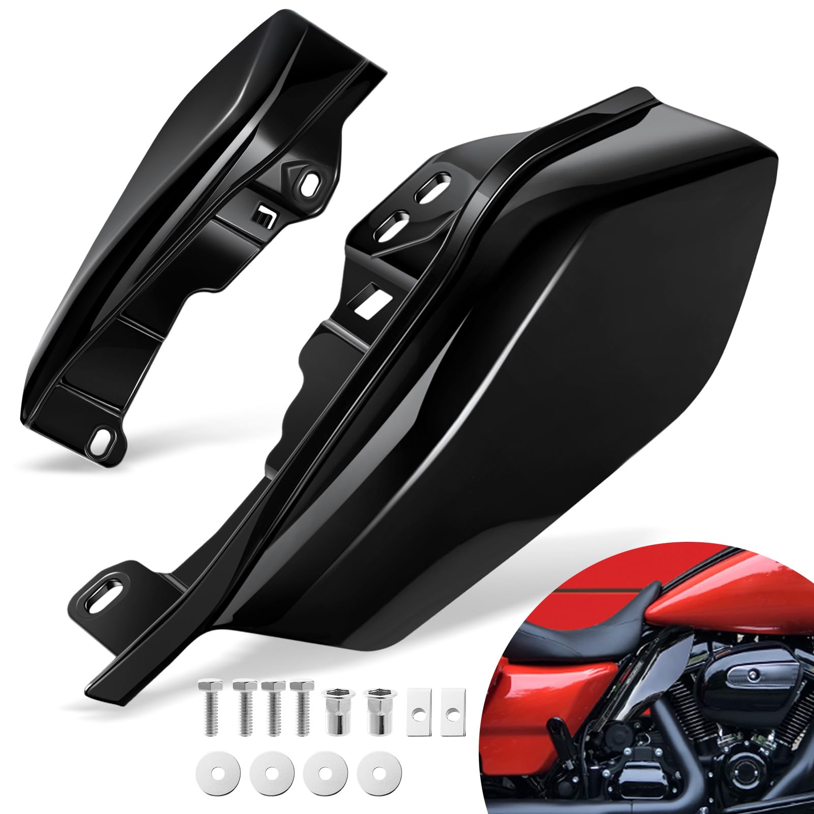 Benlari Gloss Black Mid Frame Air Deflectors Heat Shields Deflector 2009-2024 Compatible For Harley Davidson Touring Street Glid