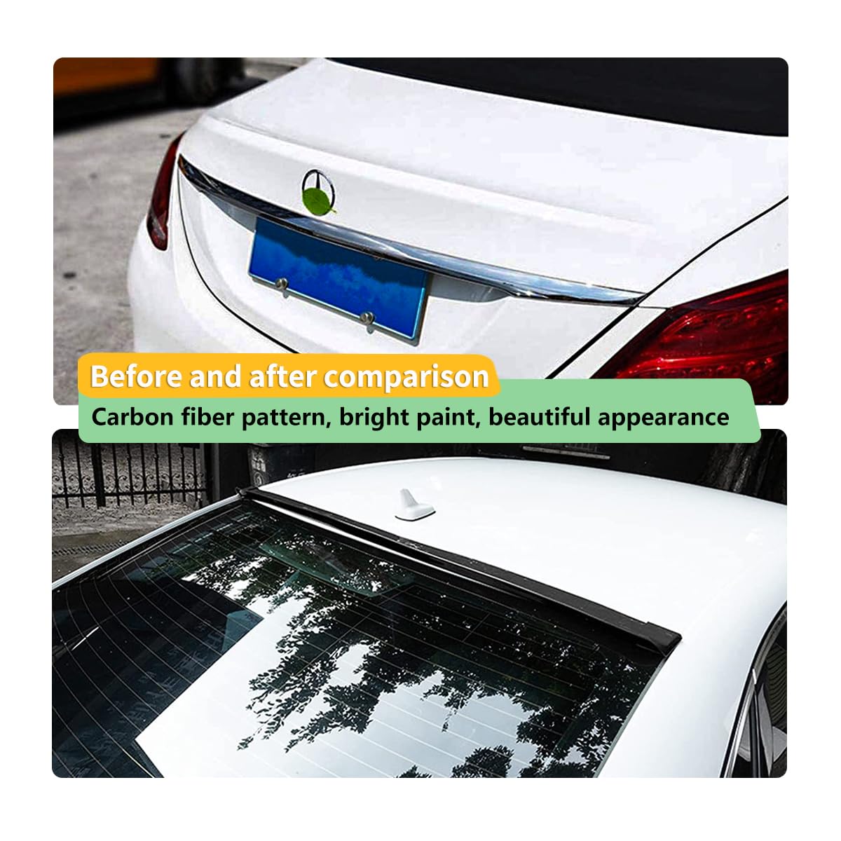 Ziciner Car Trunk Spoiler Lip Kit, 4.9 Ft Anti-Scratch Abrasion Auto Rear Wing Decor Strip, Carbon Fiber Pattern Rubber Spoiler