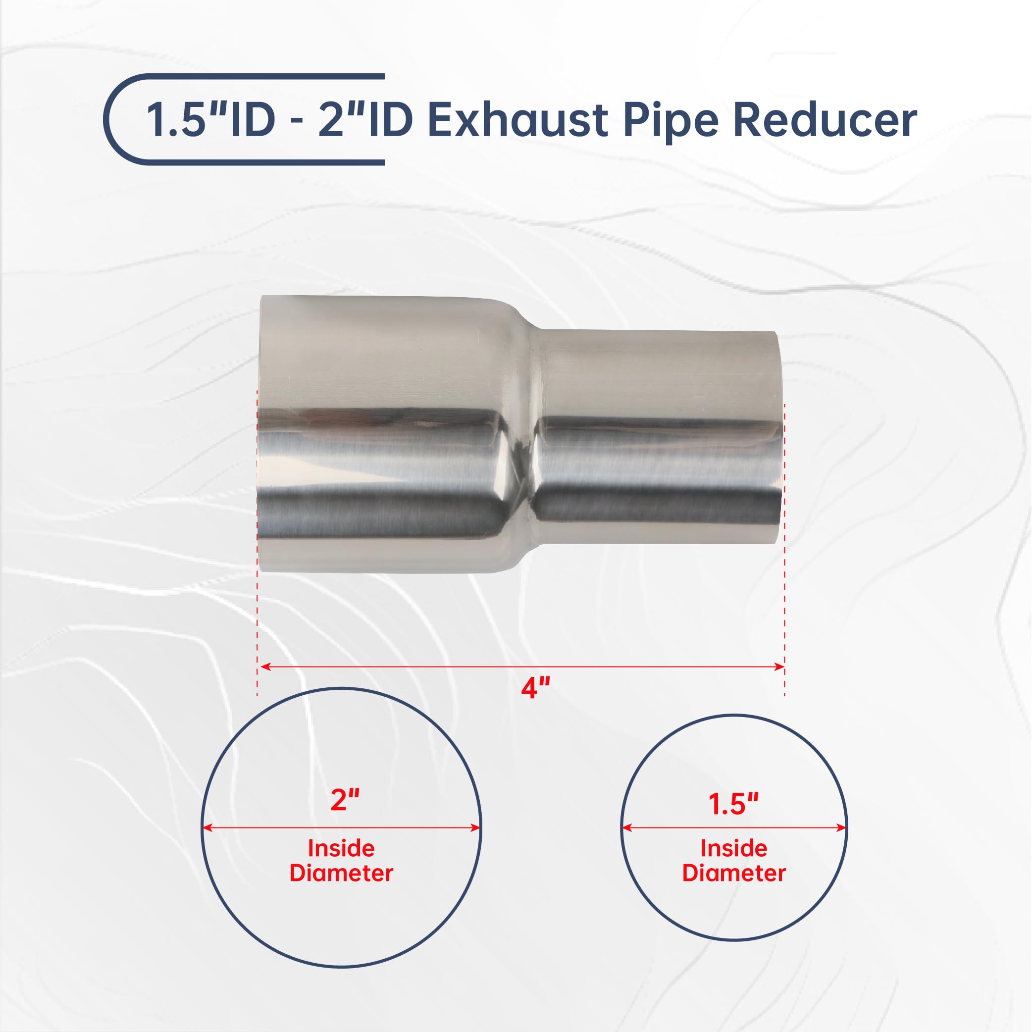Batoneco Od 3.5 Inch To Od 4 Inch Exhaust Pipe To Component Pipe Adapter Reducer 3.5' Od To 4' Od Polished Stainless Steel 4' Overall Length