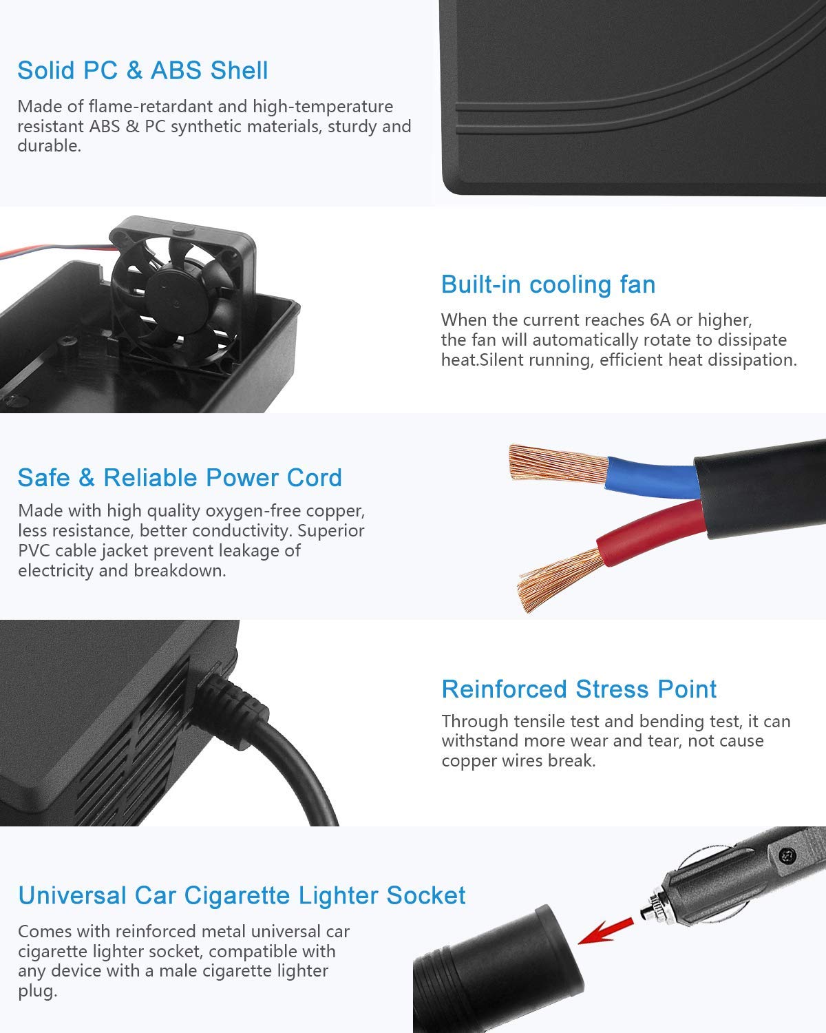 Alitove Ac To Dc Converter 110V To 12V 30A 360W Ac To Dc Adapter Car Cigarette Lighter Socket 120V To 12 Volt Power Supply 11Ft