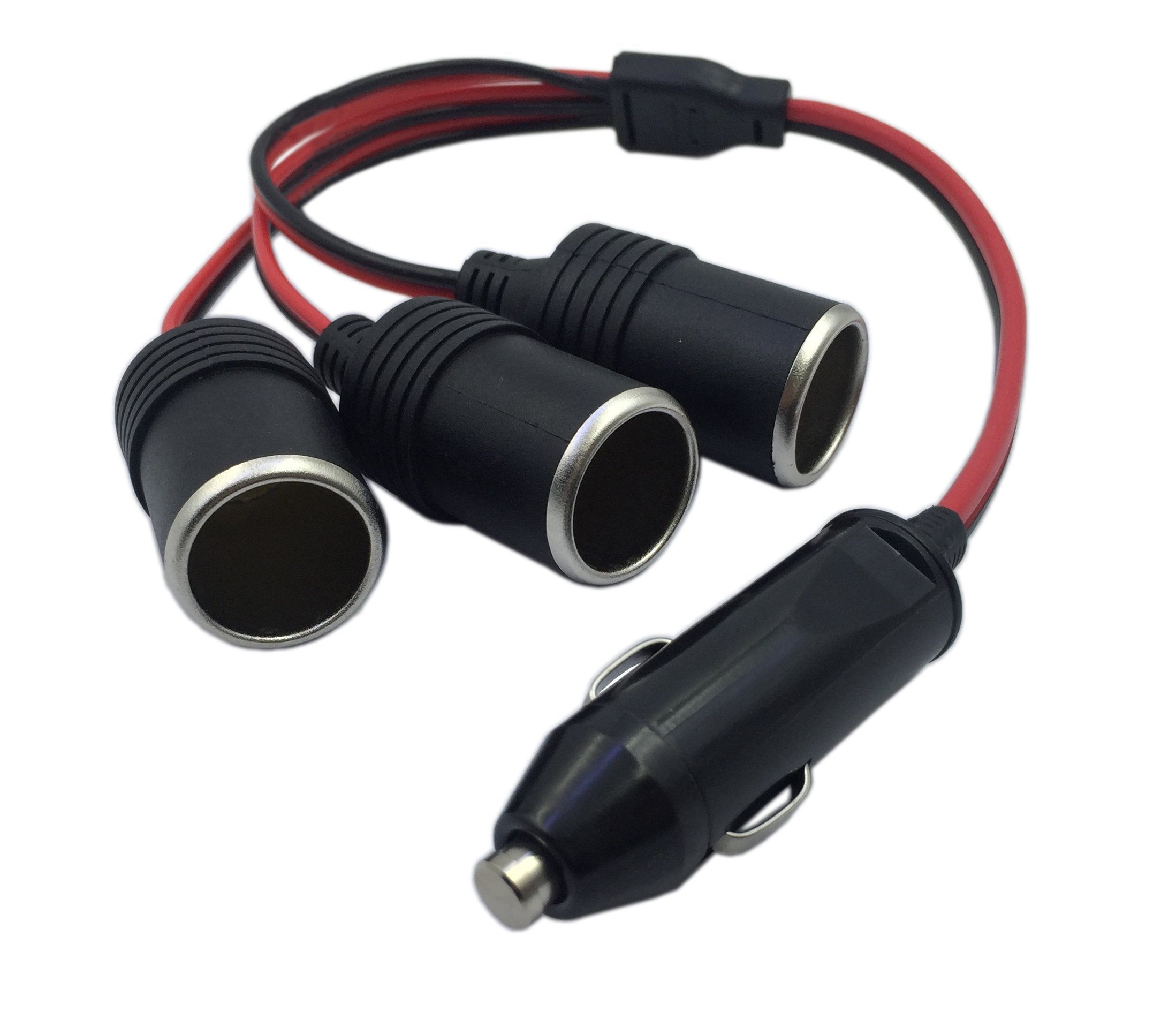 CERRXIAN 1 to 3 Car Cigarette Lighter 12v 24v Power Charger Adapter 3 Way Socket Splitter Female Socket Plug Extension Cord Cabl