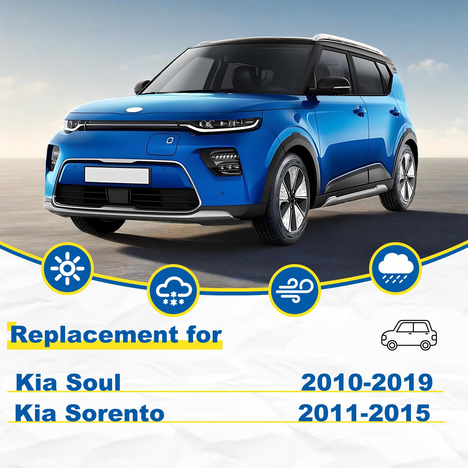 Hrsno 24''+20'' Windshield Wipers With 11'' Rear Wiper Blade Sets Automotive Replacement For Kia Soul 2010-2019,Easy For Install