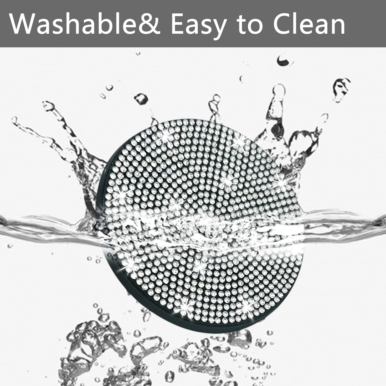 Nbtepem 2Pcs Bling Car Cup Holder Coaster, 2.75 Inch Anti-Slip Shockproof Universal Fashion Coasters Insert Crystal Rhinestone Automotive Interior Accessories For Women (2 Pcs, White)