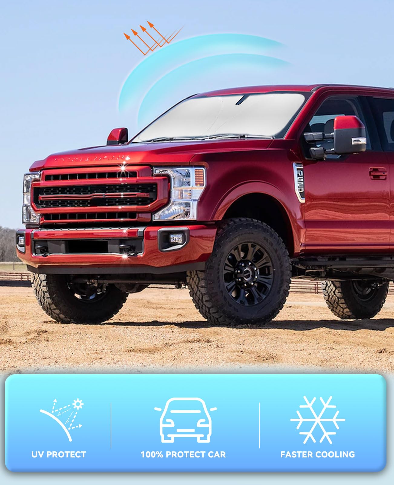 Windshield Sun Shade Sunshade For 2017-2022 2023 2024 2025 Ford Super Duty F250 F350 F450 F550 Accessories Front Windshield Cove