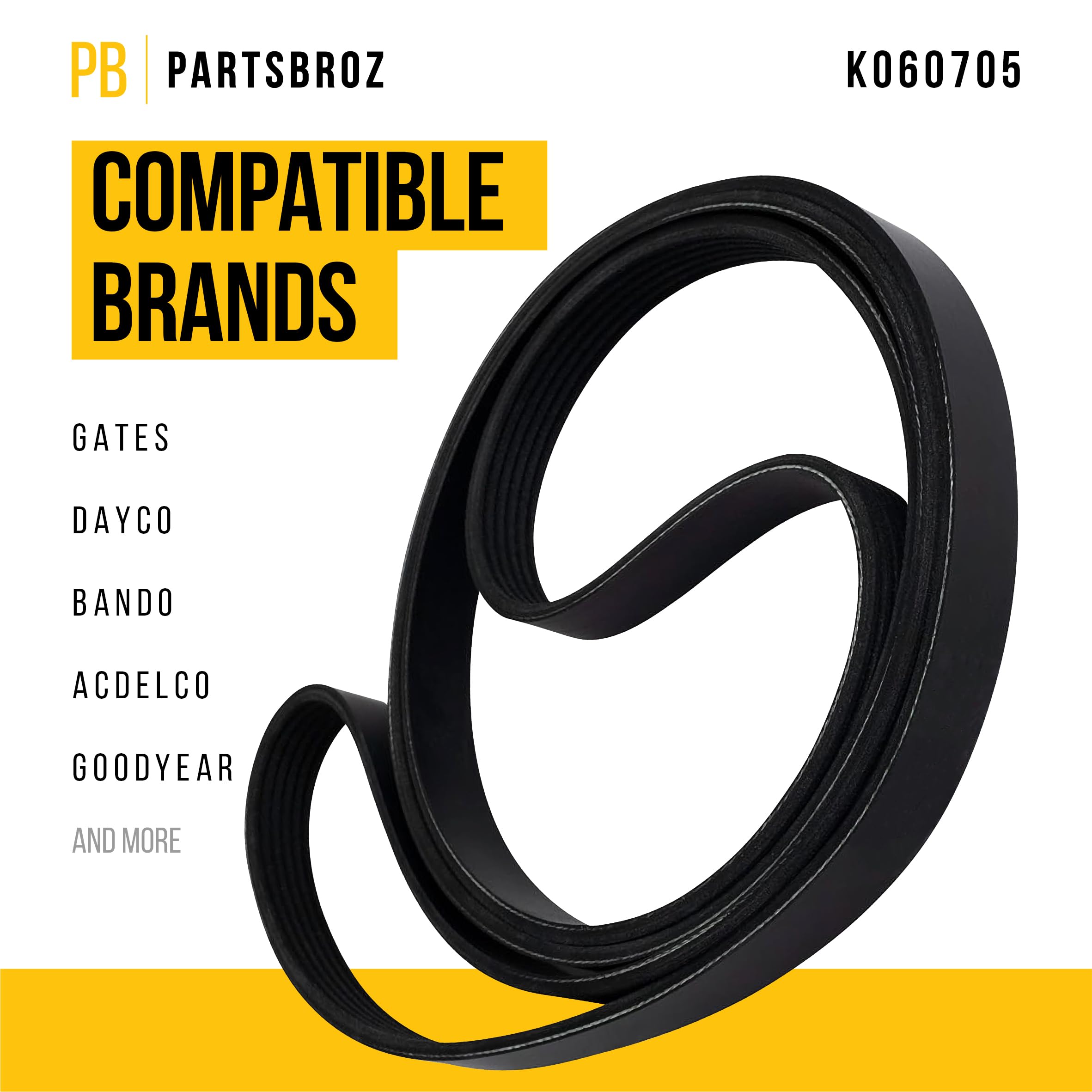 Partsbroz K060705 Micro-V Serpentine Drive Belt - Compatible With Gates Dayco Bando Acdelco Continental Masterpro Bmw - Replaces