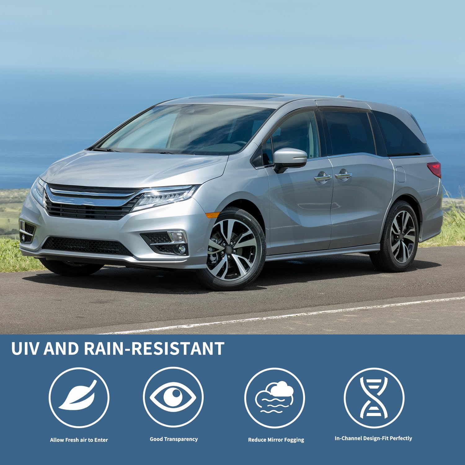 4PCS Rain Guards Fit for Honda Odyssey 2011-2017, Durable Front & Rear Window Visors Wind Deflector, Outside Mount Vent Shade Sh