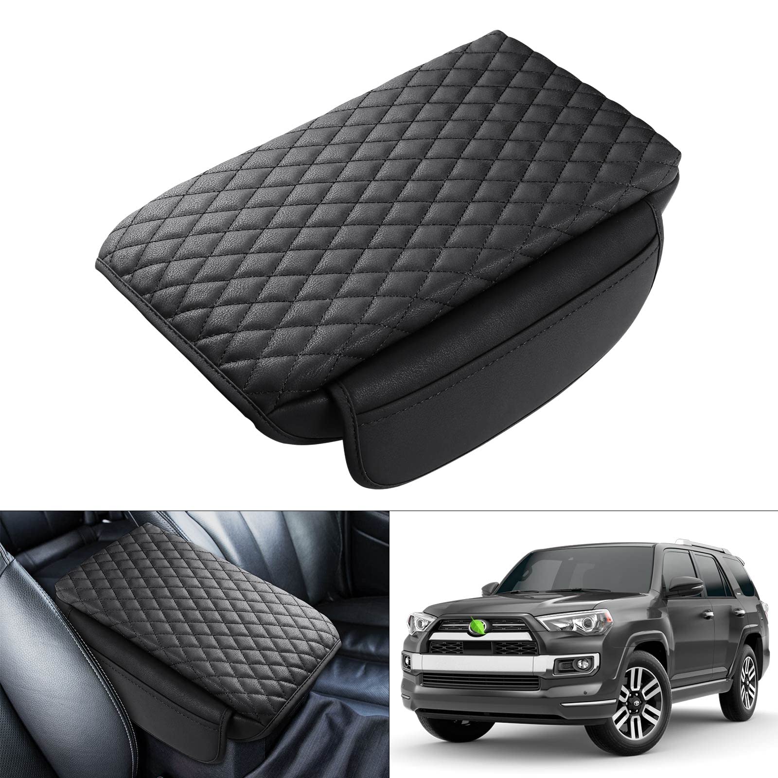 Shademax Toyota 4Runner Center Console Cover, Armrest Cover For Toyota 4Runner Accessories 2010-2023 2024, Center Console Pad Pu Leather Armrest Seat Box Cover Protector With Pockets Storage Bag