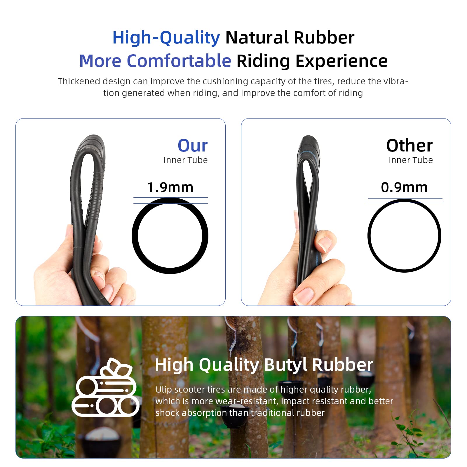 ulip (2 Pack 10x2.5 Replacement Inner Tubes with 90 Degree for Nanrobot D4 Plus D6+ Gotrax Gmax Ultra Mantis 10 Pro SE Kugoo M4