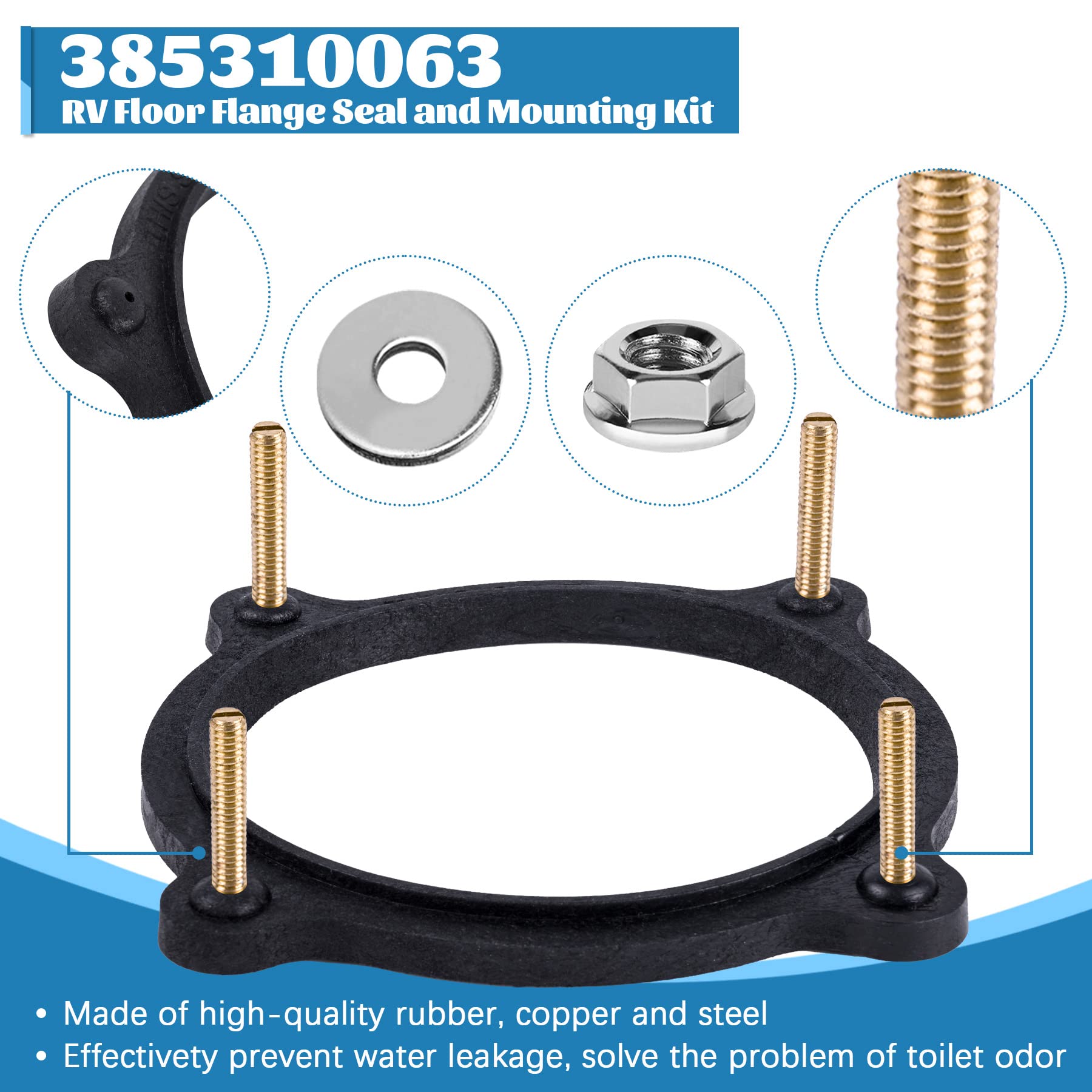 385310063 Floor Flange Seal And Mounting Kit Replacement, Rv Toilet Seal Kit For Dometic/Sealand Toilet
