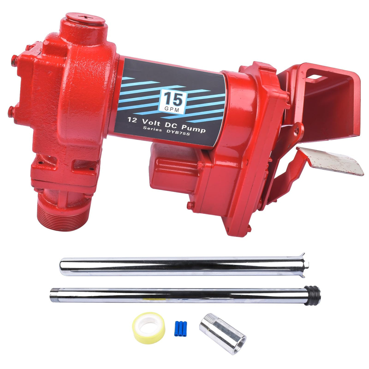 15GPM 12 Volt Fuel Transfer Pump DC Transfer Pump Cast Iron Heavy Duty Transfer Pump for Gasoline Diesel Kerosene Ethanol Methan