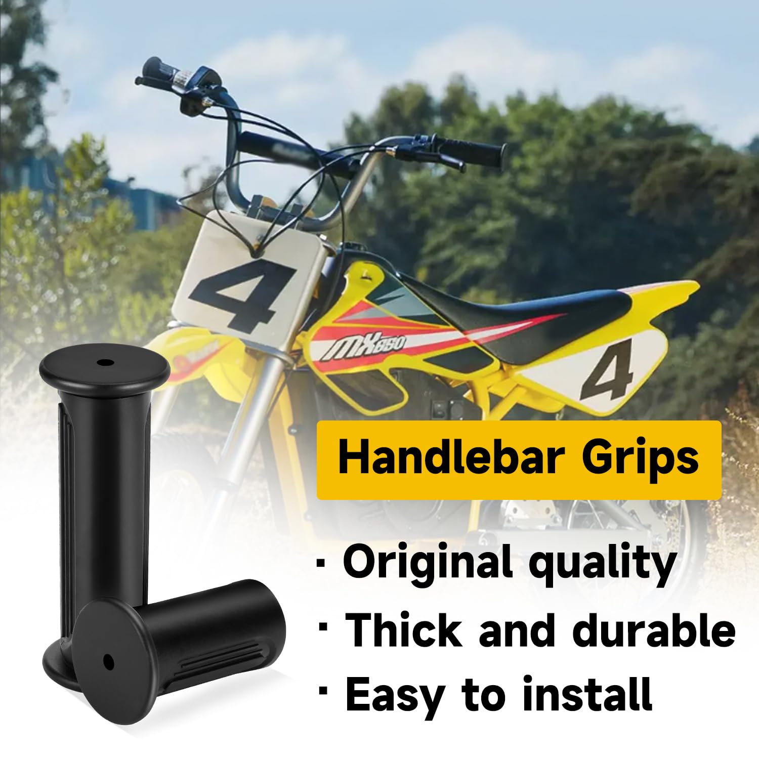 Hiaors Handlebar Grips Replacement For Razor Mx650 Mx500 Mx350 Dirt Bike E100 E200 E300 Electric Scooter Pocket Mod Dirt Rocket Quad 500 4 Wheeler Rsf650 Off Road Motocross Mini Pocket Bike Parts