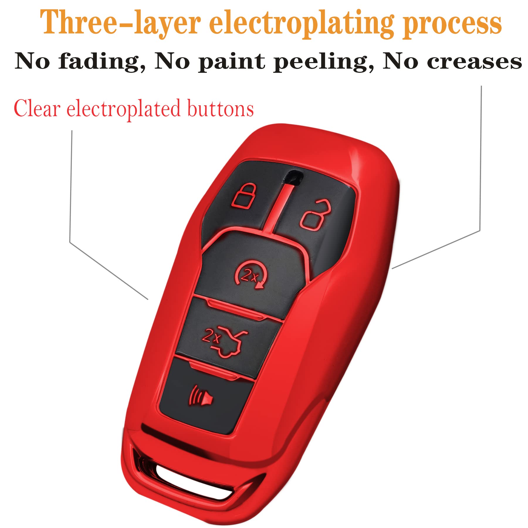 Kirsnda For Ford And For Lincoln Key Fob Cover Case,With Keychain Fit Explorer Mustang Edge Fusion Mkz Mkc Smart Remote Vehicle