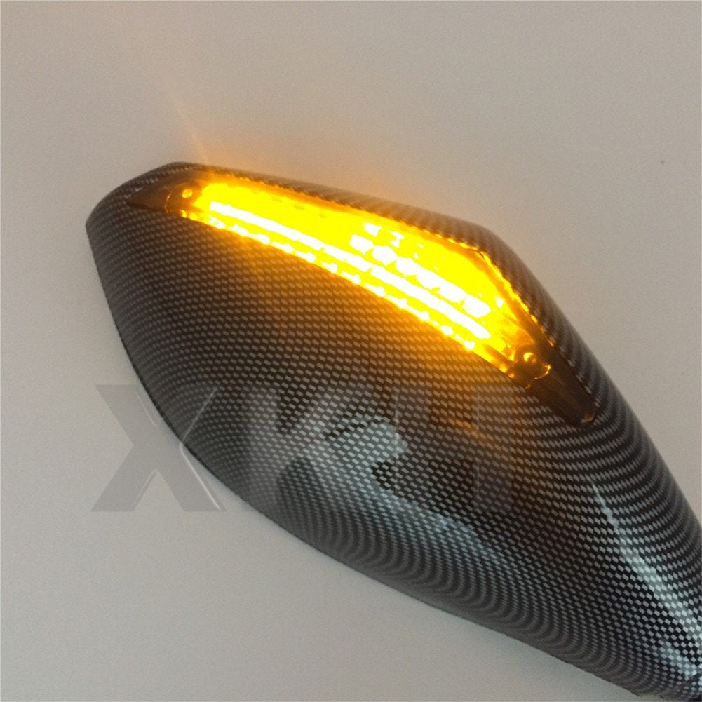 XKH Carbon Turn Signal Mirrors with Smoke Lens for Suzuki GSXR 600/750/1000/Hayabusa (2001-2012) - Adult Size, Clear Lens