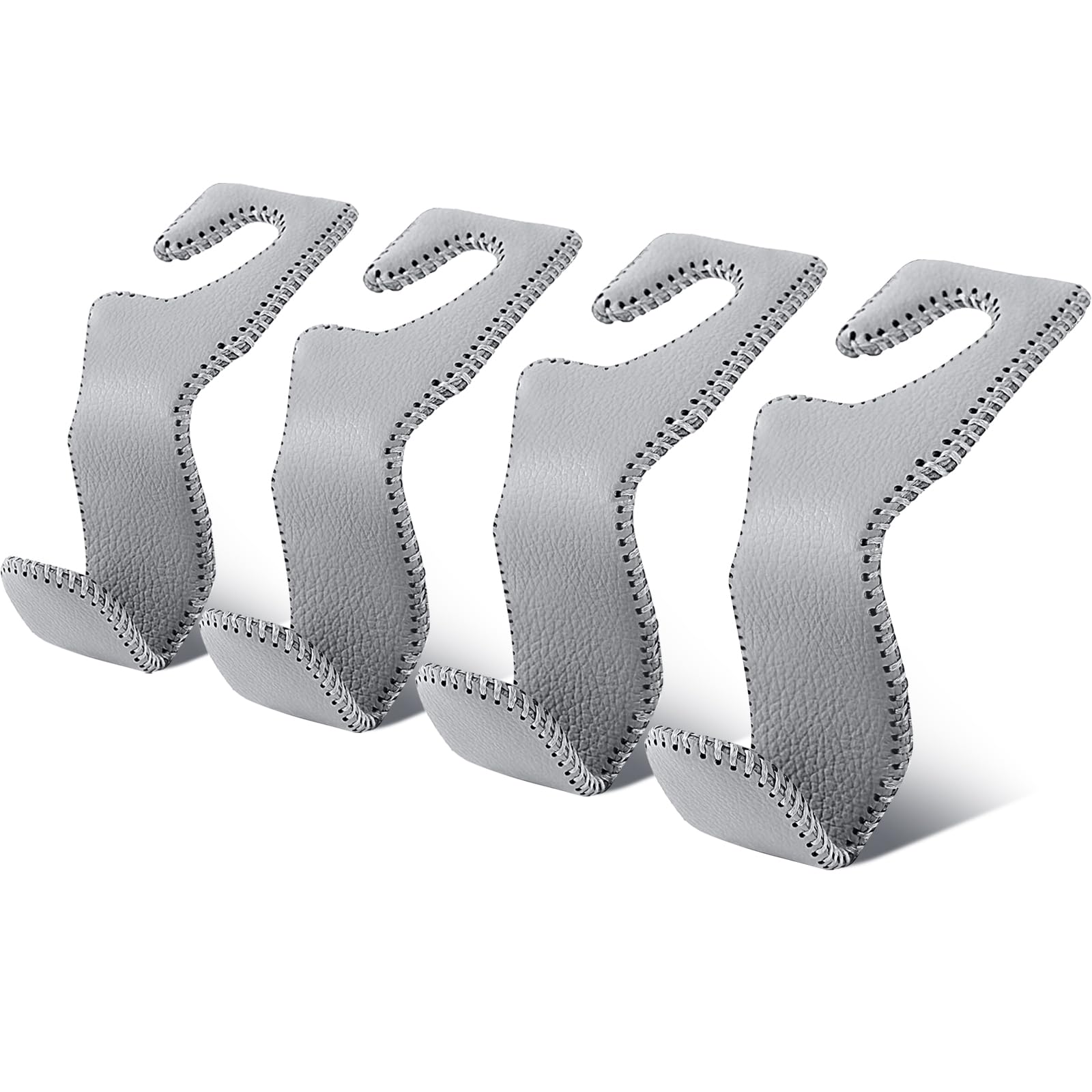 Eldhus Car Seat Hooks For Purses And Bags, 4 Pack Car Purse Holder For Grocery Bag Handbag Clothes, Metal Headrest Hooks Covered