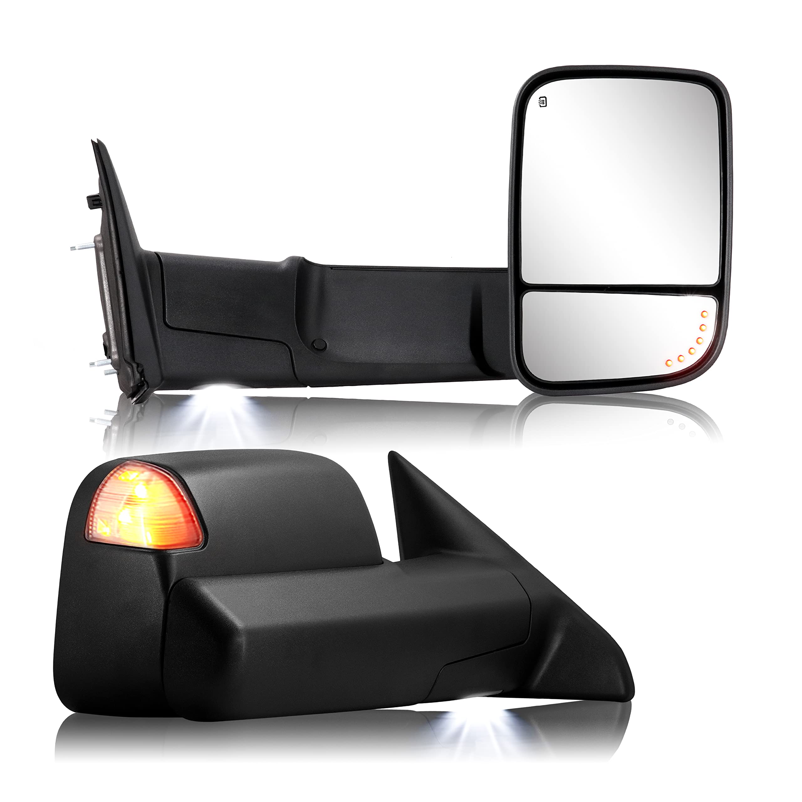 Towing Mirror for Dodge Ram - Replacement fit for 2009-2018 Dodge Ram 1500 2500 3500 Pickup Truck with Power Adjusted Glass Heat