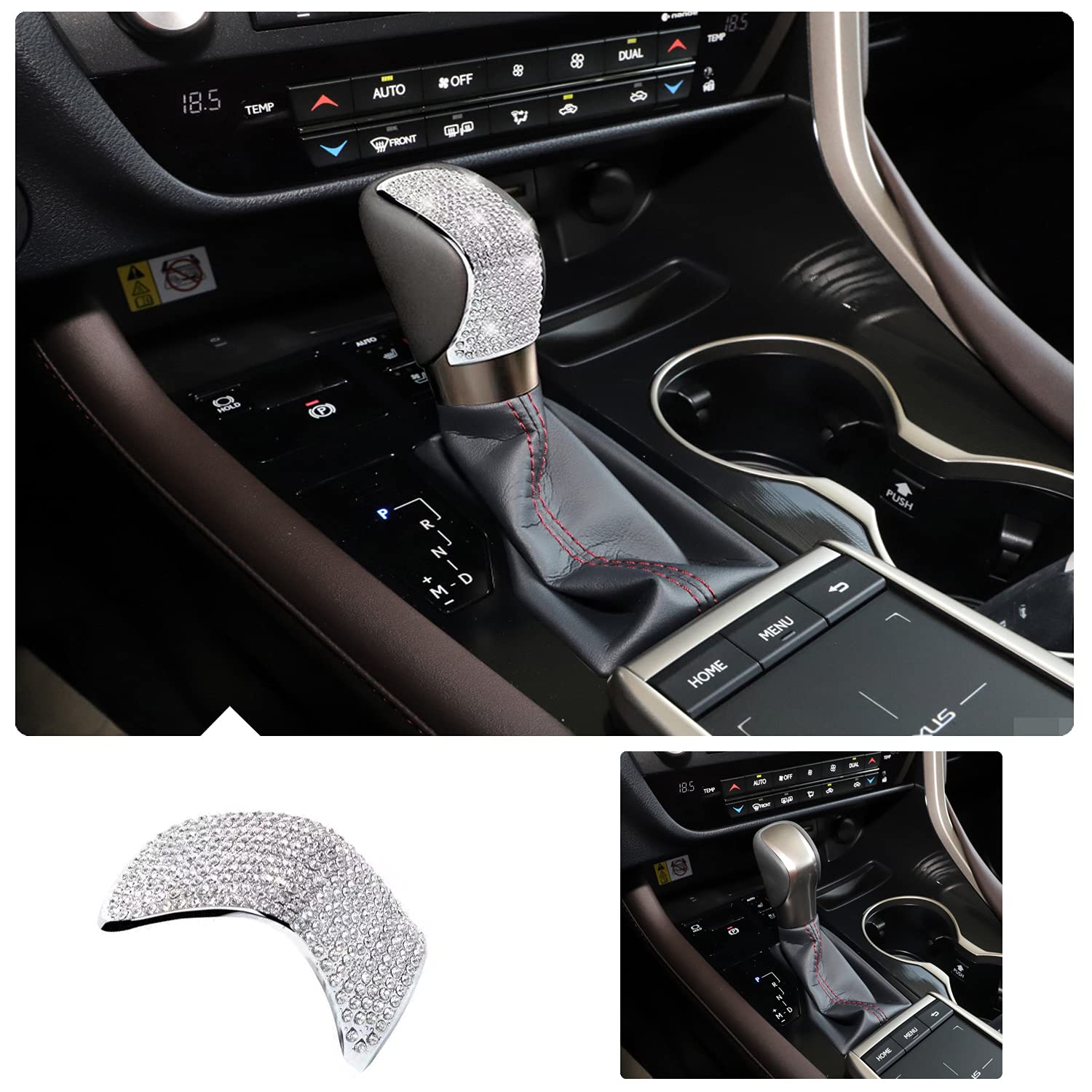 CONGCONG for Lexus Bling Crystal Shifter Gear Lever Accessories Compatible with Lexus 2016-2018 ES 2015-2022 NX 2016-2022 RX 201