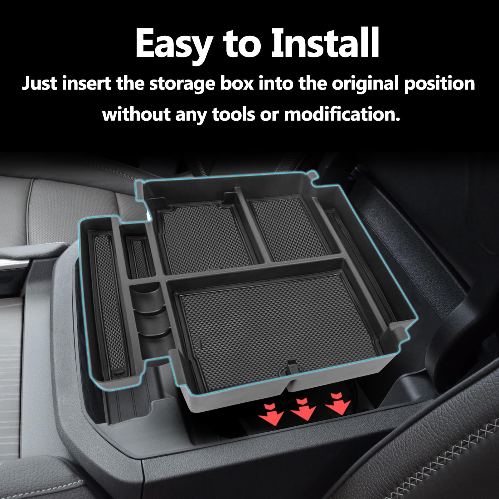 Neepiar Center Console Organizer Tray Compatible with 2021 2022 2023 2024 GMC YuKon Denali, Chevy Suburban/Tahoe Armrest Storage