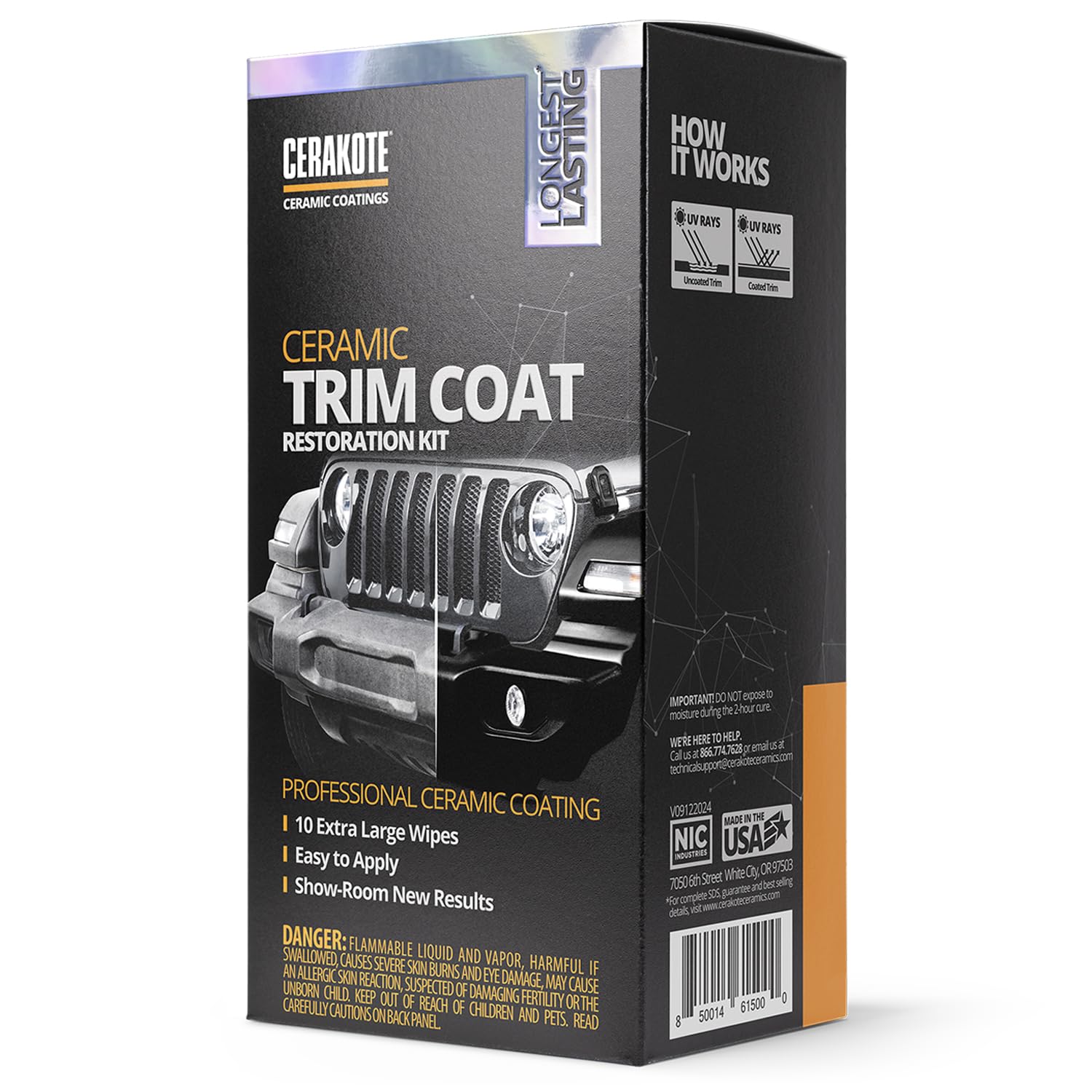 CERAKOTE® Ceramic Trim Coat Kit - Long-Lasting Black Trim Restorer for Over 200 Washes - Quick Plastic Coating Solution