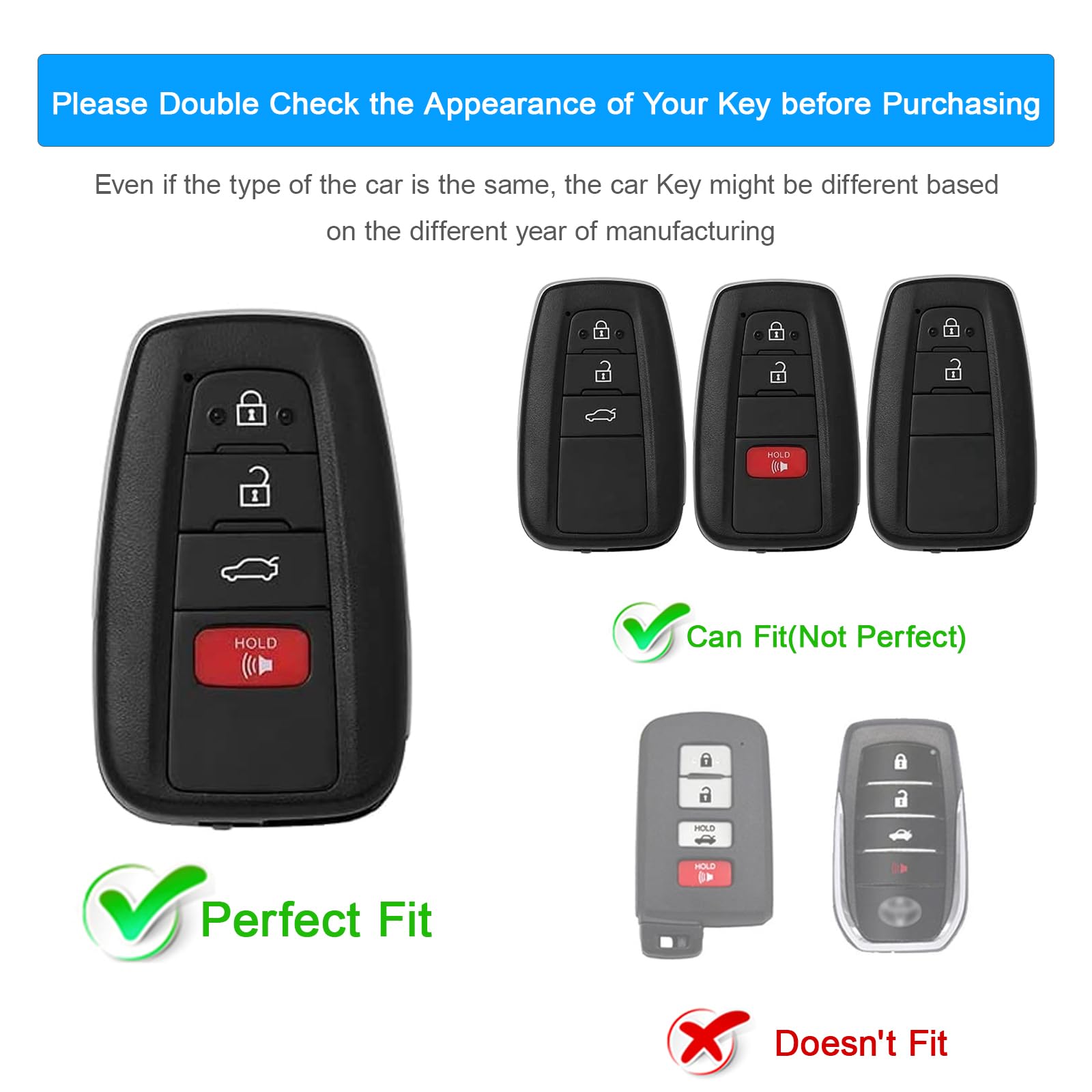 Koaudb Silicone Key Fob Cover Compatible With Toyota Accessories Highlander Corolla Camry C-Hr Rav4 Avalon Prius 4Runner Prado 8