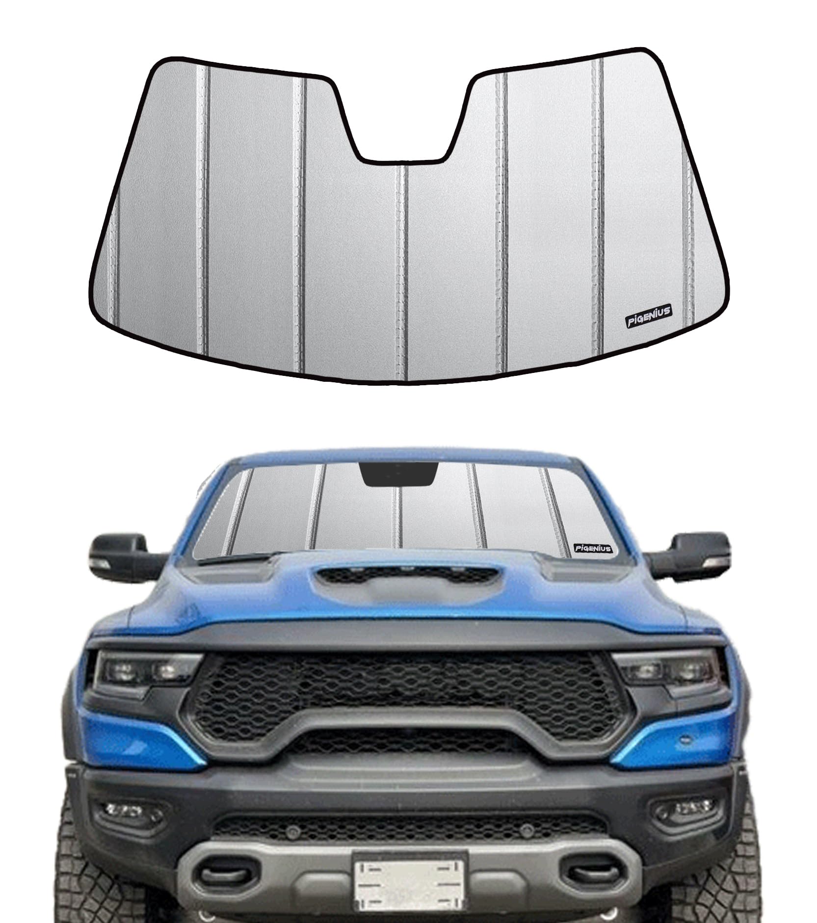 Pigenius Windshield Sun Shade For Ram 1500 2019-2025 With 5 Inch Wide Sensor Front Window Sunshade - Safeguard