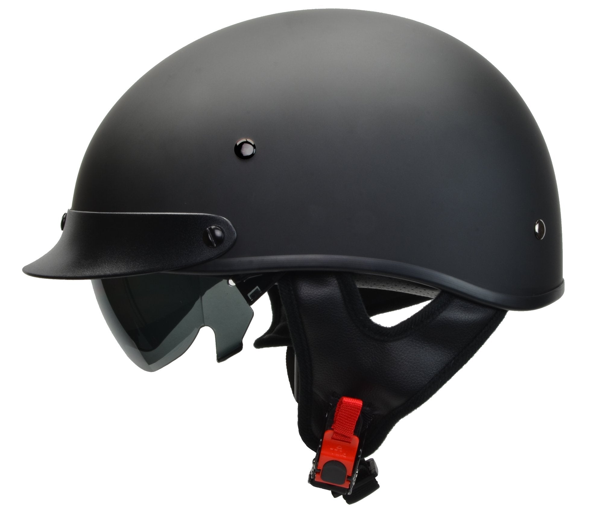 Vega Helmets 7800-055 Warrior Motorcycle Half Helmet with Sunshield for Men  Women, Adjustable Size Dial DOT Half Face Skull cap
