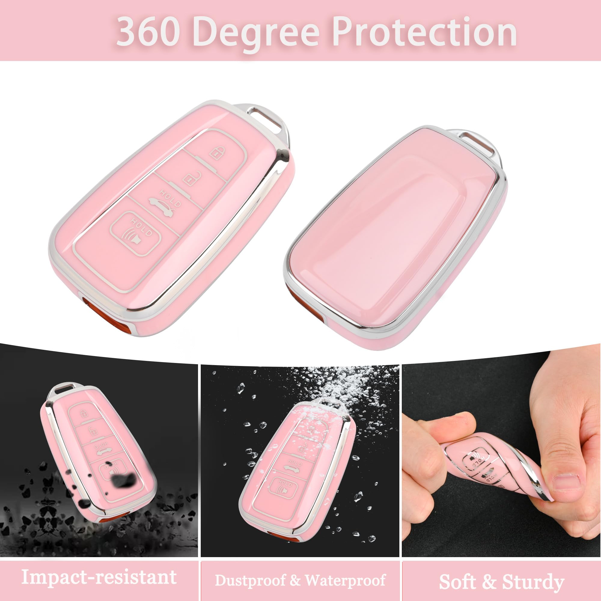 for Toyota Key Fob Cover - Soft TPU Key Case Protector Fit for 2018-2024 RAV4 Camry Avalon Corolla Highlander C-HR Prius Corolla