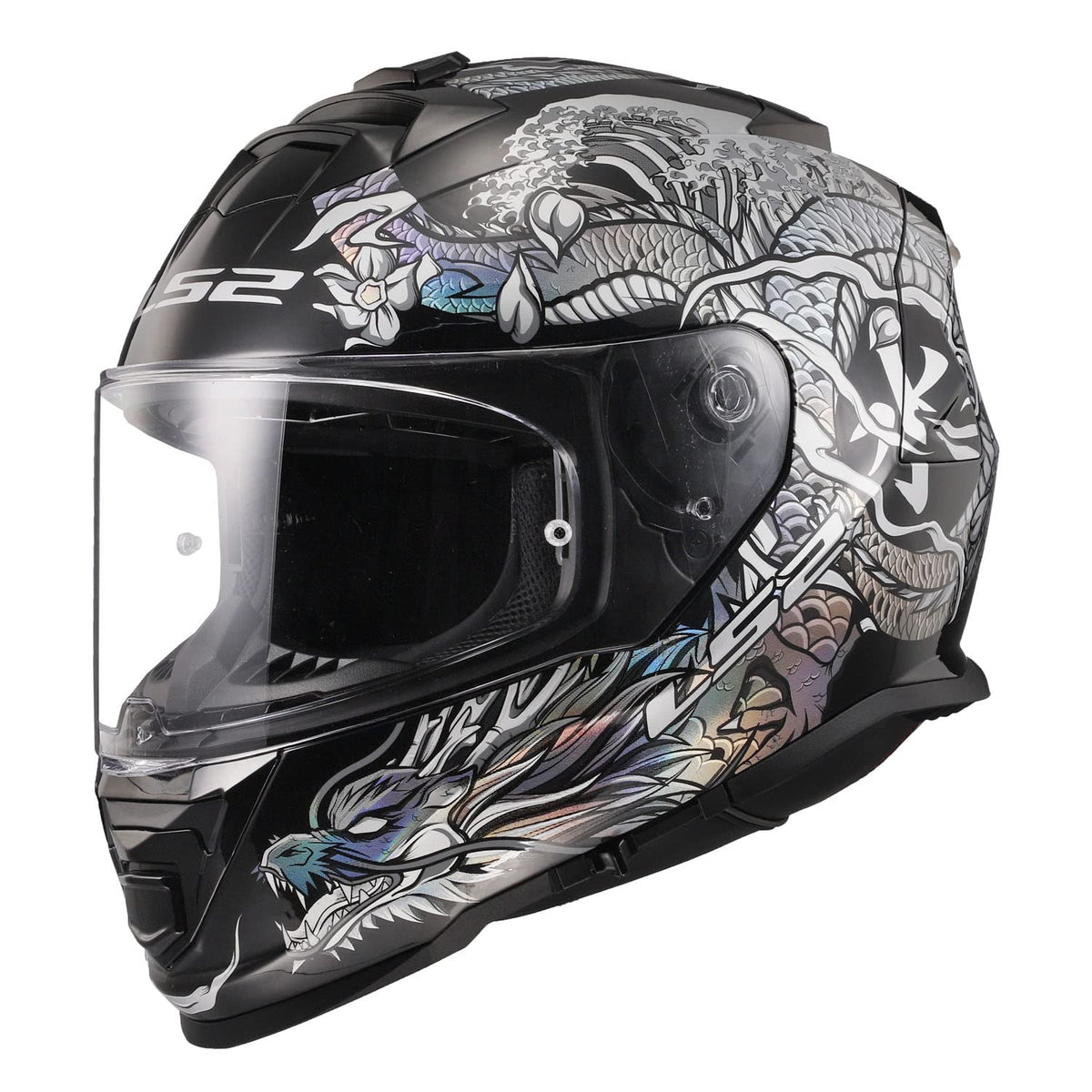 Ls2 Helmets Assault Full Face Motorcycle Helmet W/Sunshield (Warrior Krome Silver/Black - X-Small)