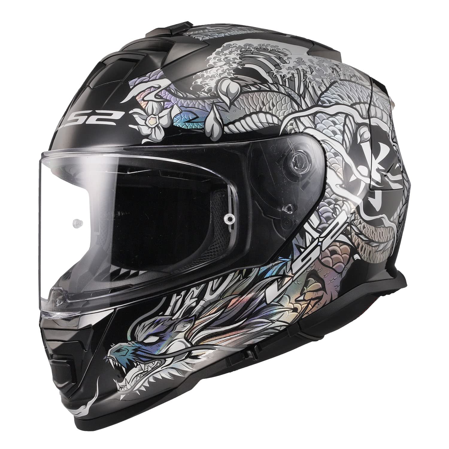 Ls2 Helmets Assault Full Face Motorcycle Helmet W/Sunshield (Warrior Krome Silver/Black - 2X-Large)