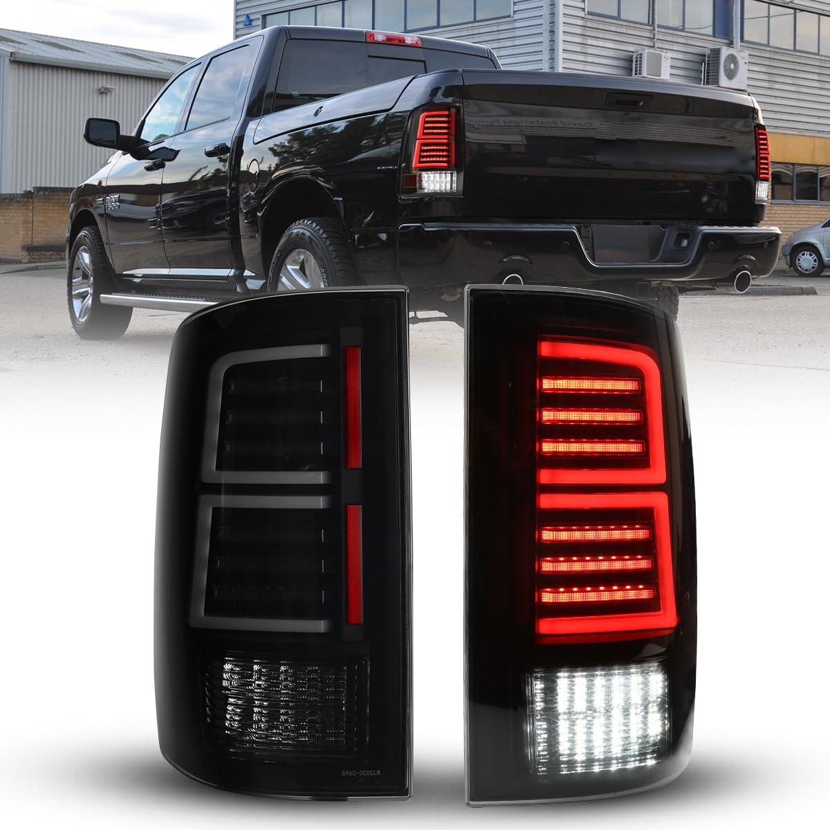 Nixon Offroad Led Tail Lights Assembly For 2009-2018 Dodge Ram 1500 2500 3500 W/Factory Halogen Taillights Model, Full Led Tail Lights Pair For 2019-2023 Ram 1500 Classic Only (Smoked)