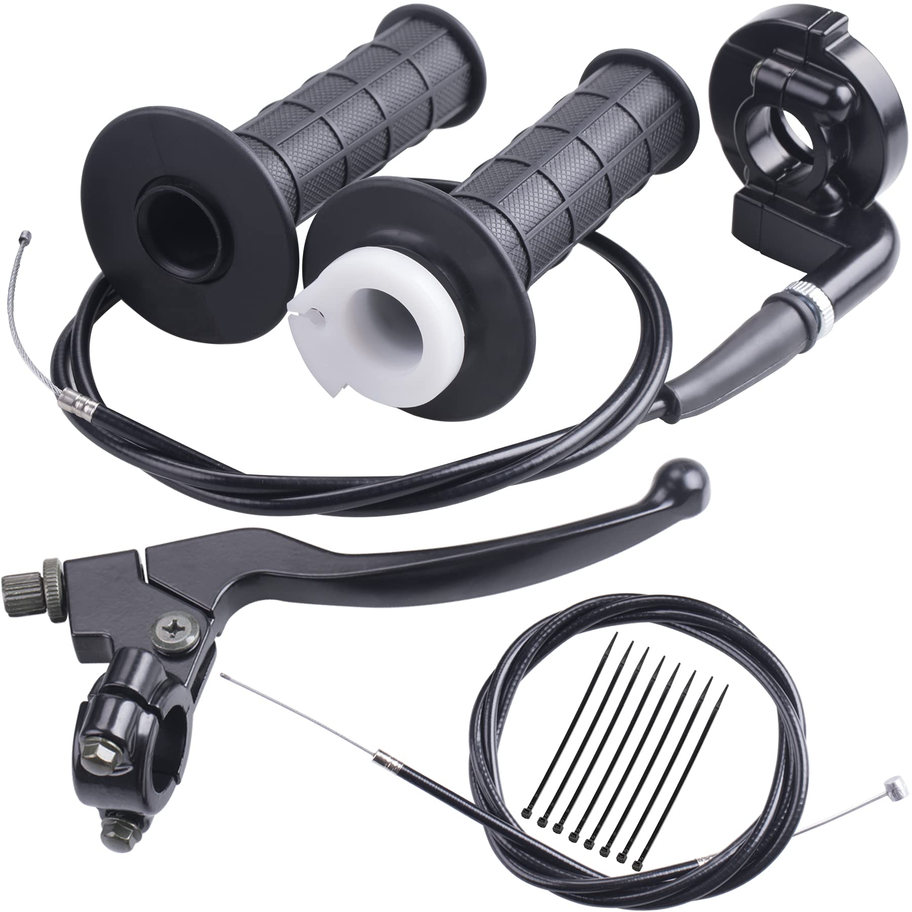 Throttle Handle+Right Brake Lever, Handle, Brake Cable, Throttle Cable Compatible With Mb165 Mb200 196Cc 200Cc 5.5Hp 6.5Hp Doodlebug Bike, Xr80 Xr100 Crf70 Crf80 Crf100 Pit Dirt Motor Bike Mini Bike