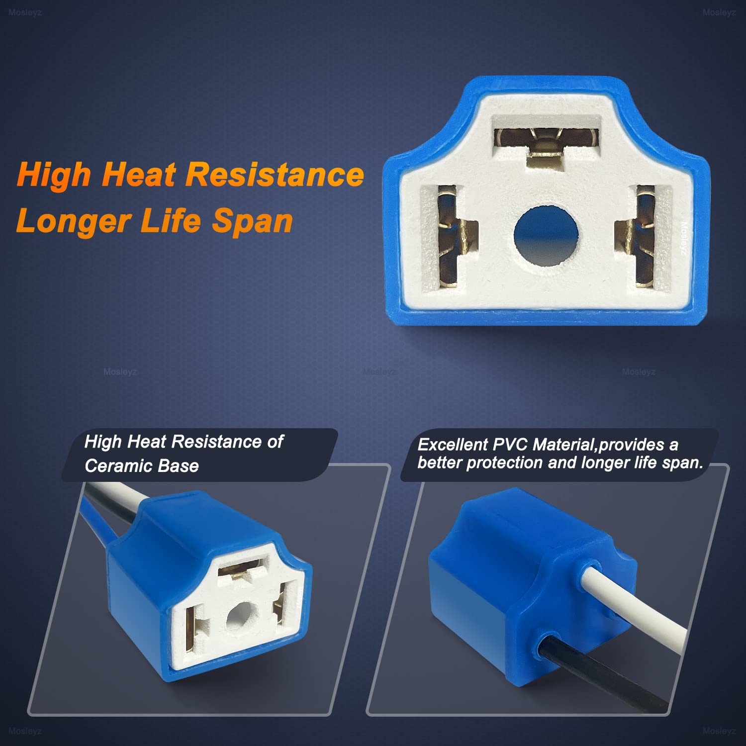 H4 Hb2 9003 Wiring Harness Headlight Plug H4 Pigtail Heavy Duty14Awg Ceramic Headlight Connector For Car Truck Boat Marine (Pack