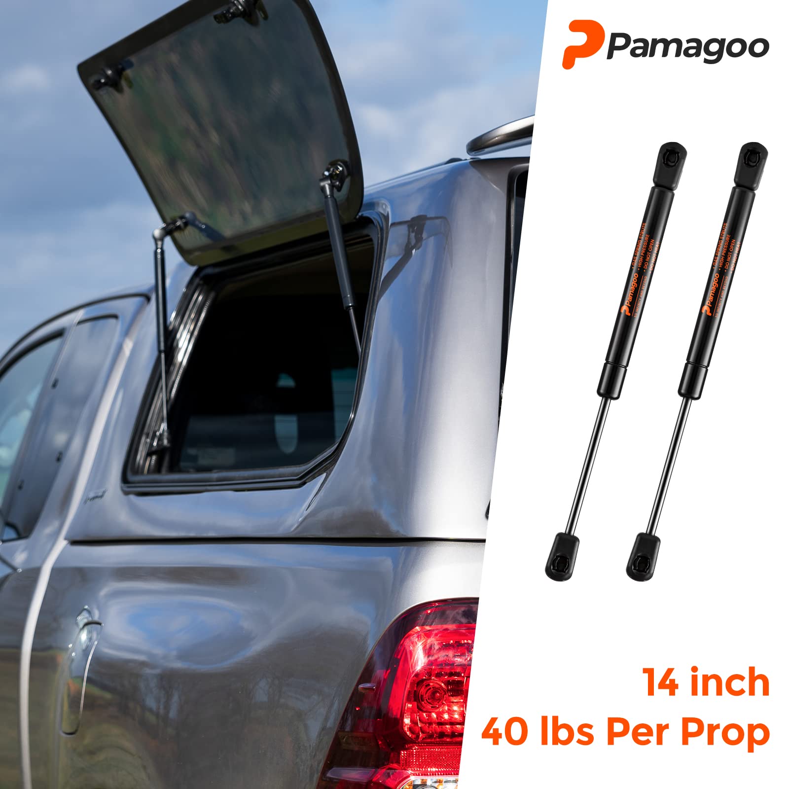 Pamagoo C16-09461 C1609461 14 Inch Gas Shock 40 Lb 178 N Per Prop, Replacement Gas Spring Strut Lift For Camper Truck Rear Windo