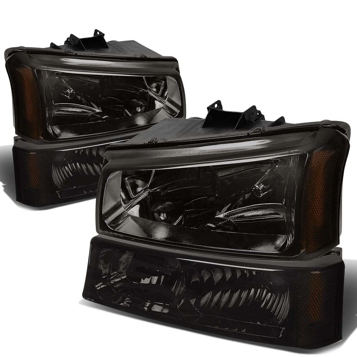 Dna Motoring Hl-Oh-Cs03-4P-Sm-Am Smoke Lens Amber Headlights Compatible With 2003-2006 Chevy Silverado/Avalanche