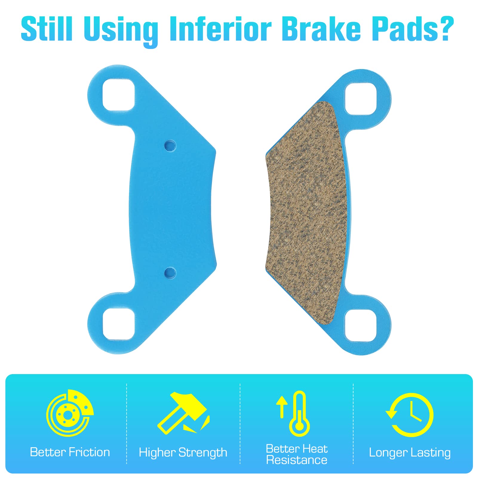 Brake Pads Ceramic Organic For Polaris Sportsman Forest Scrambler 450 500 550 570 800 850 1000 Ho Xp Tractor X2 Touring Ho Eps 2009-2022 Front & Rear 4 Sets