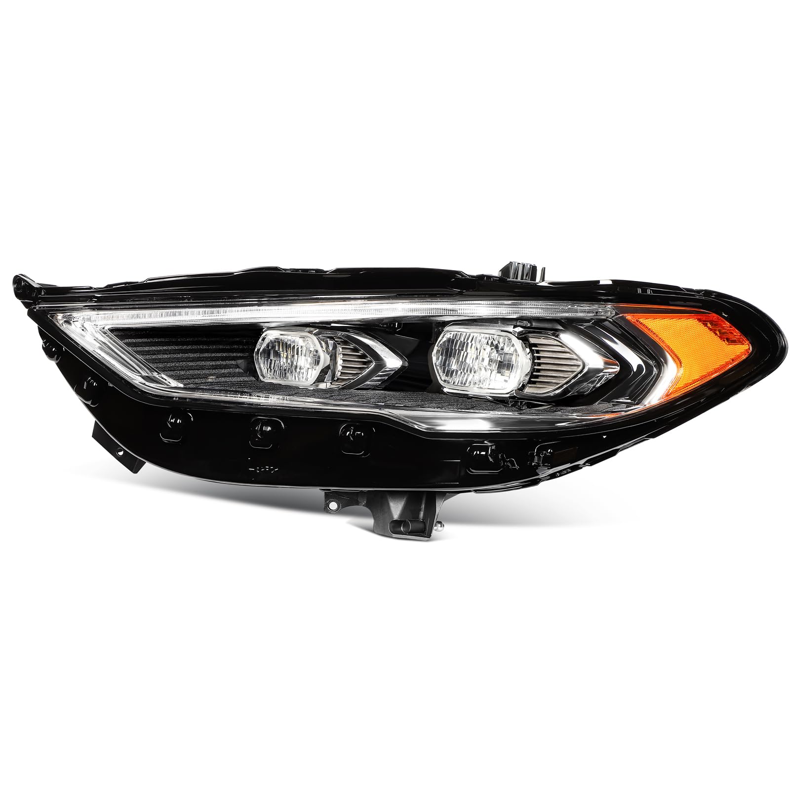 LBRST Headlight Assembly Fit 2017-2020 for Fusion Driver Side Headlight Black Housing Clear Reflector FO2502347