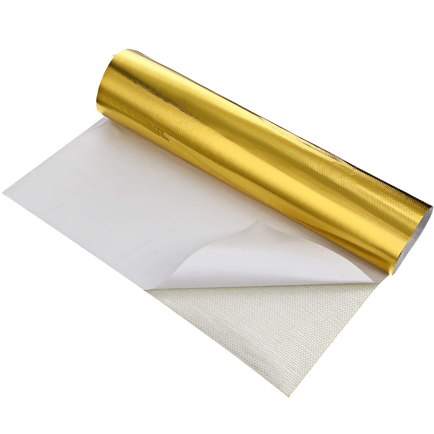 Bbto Heat Reflective Sheet Adhesive Backed Aluminized Fiberglass Heat Shield Tape Protection Barrier Heat Shield Resistant Material For Hose And Auto Use Heat Insulation Sheet(Gold, 24 X 48 Inch)